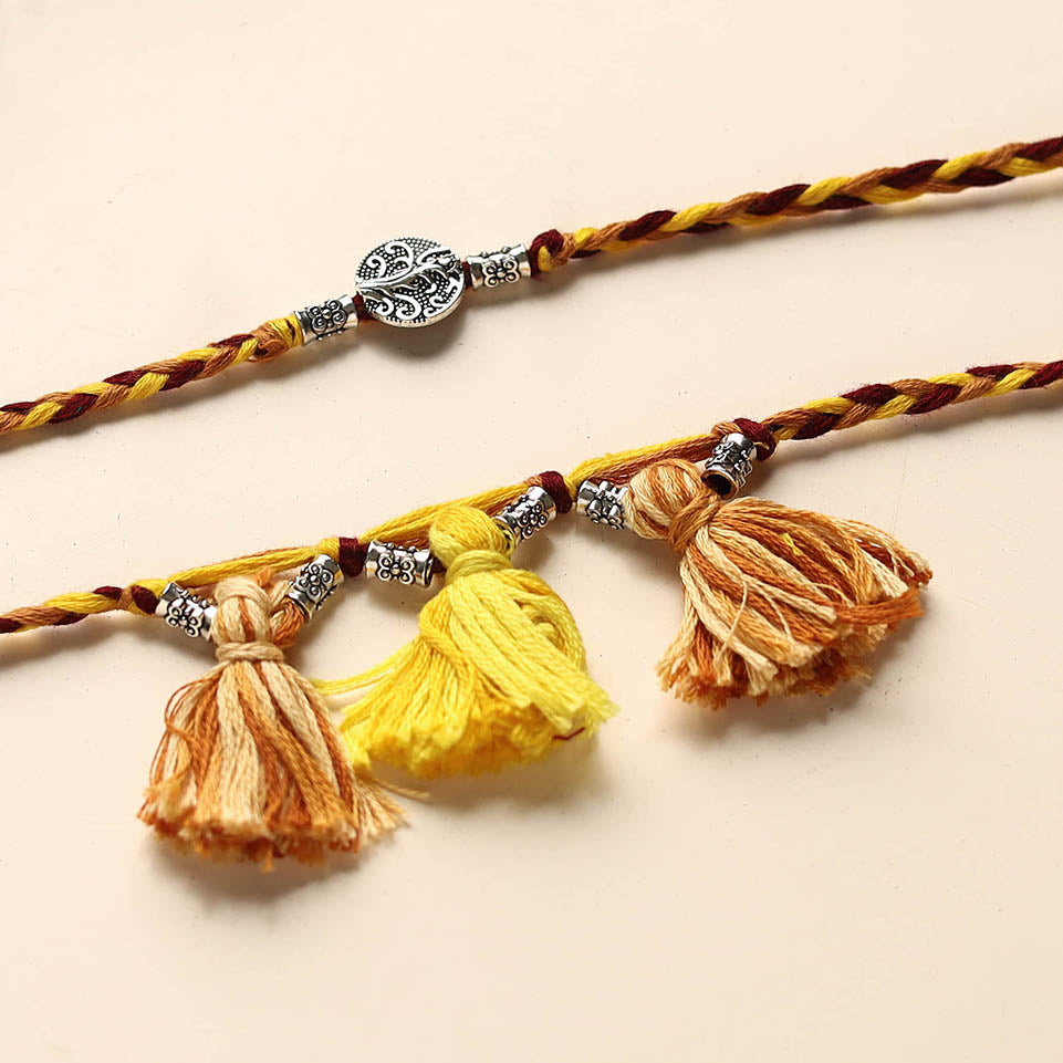 Handmade German Silver Rakhi & Lumba Set