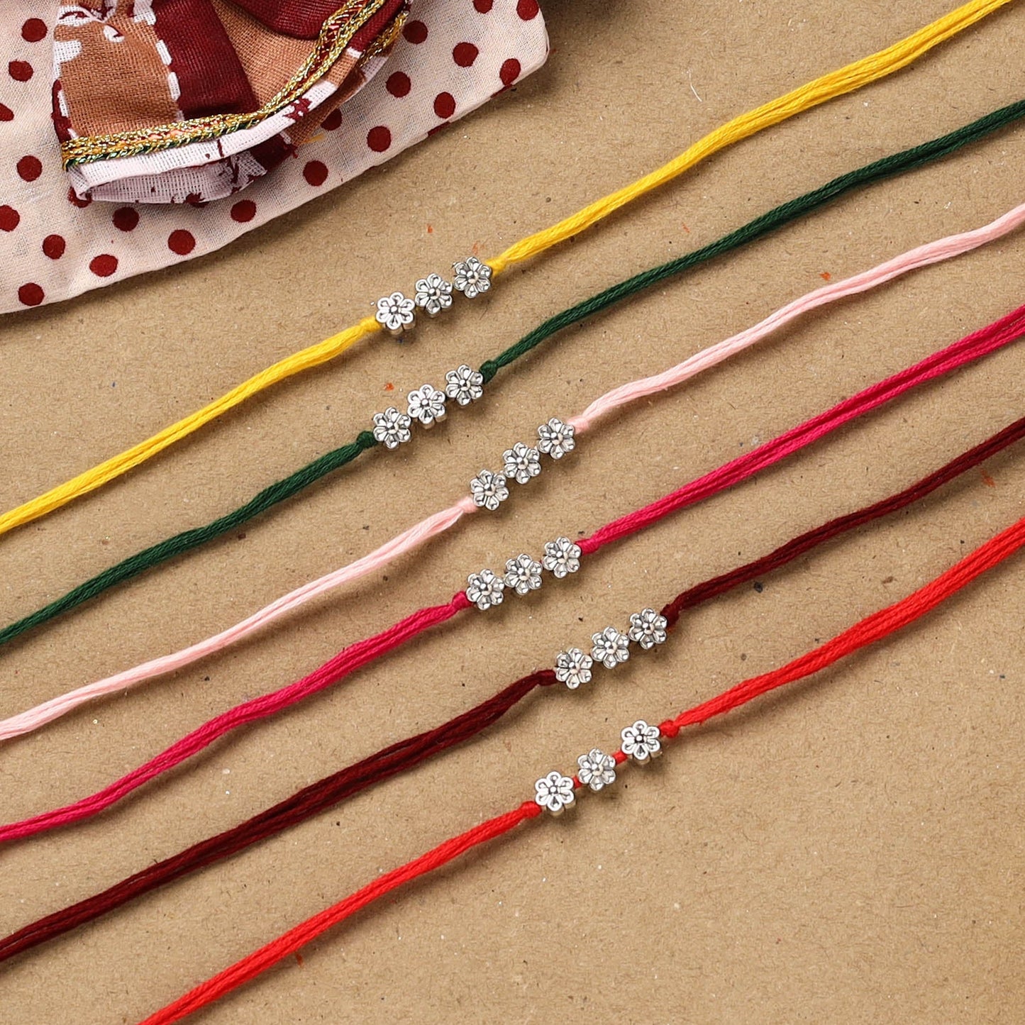 Handmade rudraksh work rakhi (set of 6) 90 - handcrafted