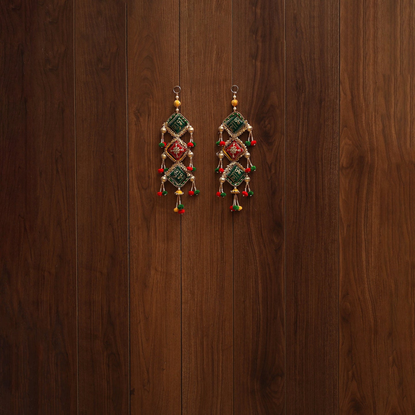 Handmade gota & bead work hanging for home decor (set of 2)