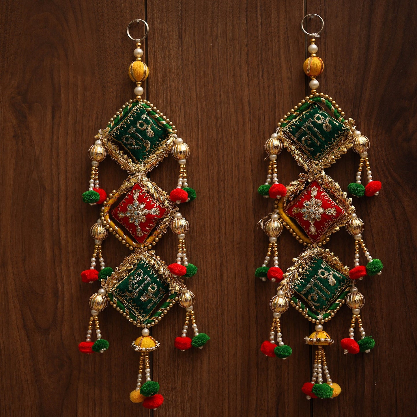Handmade gota & bead work hanging for home decor (set of 2)