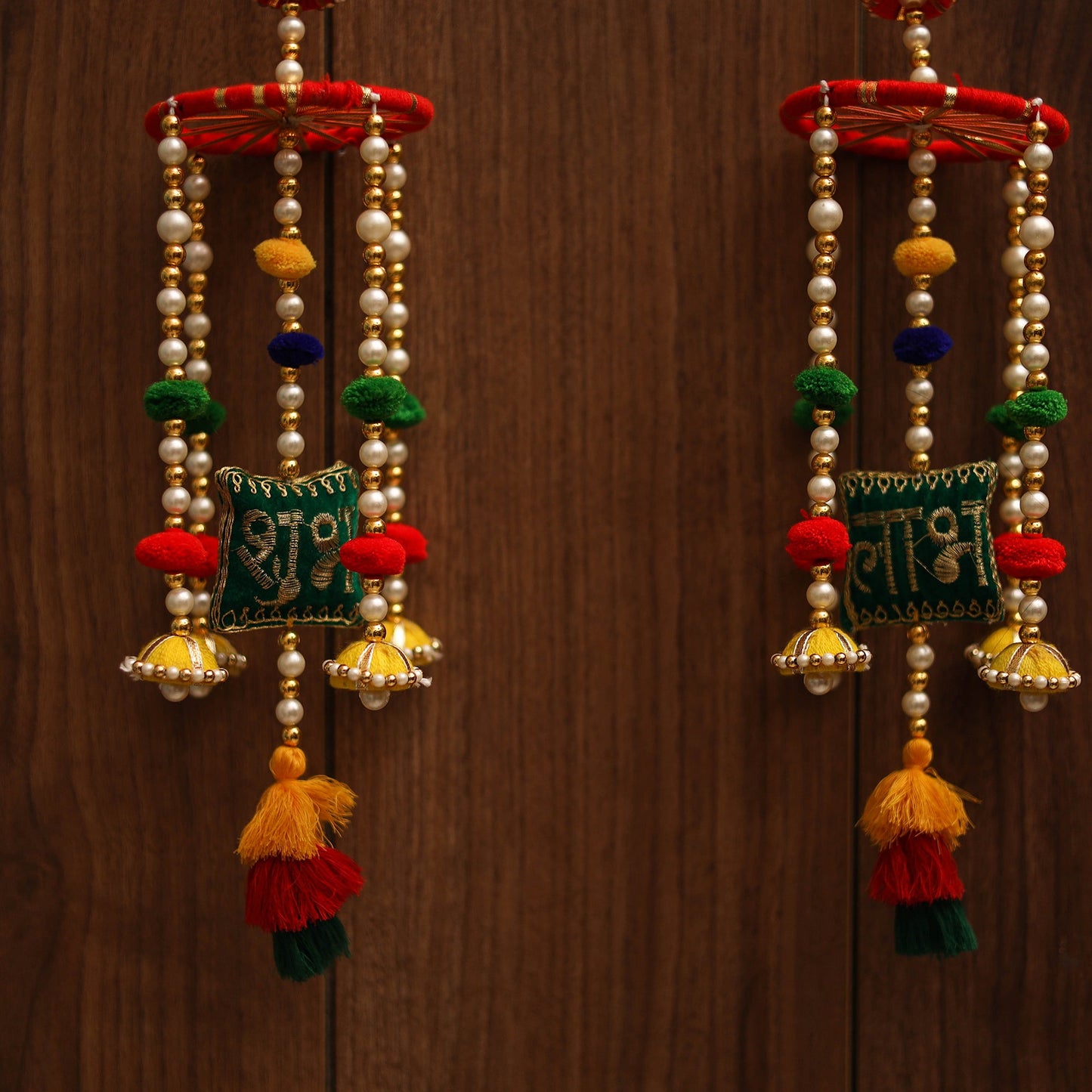 Handmade gota & bead work hanging for home decor (set of 2)