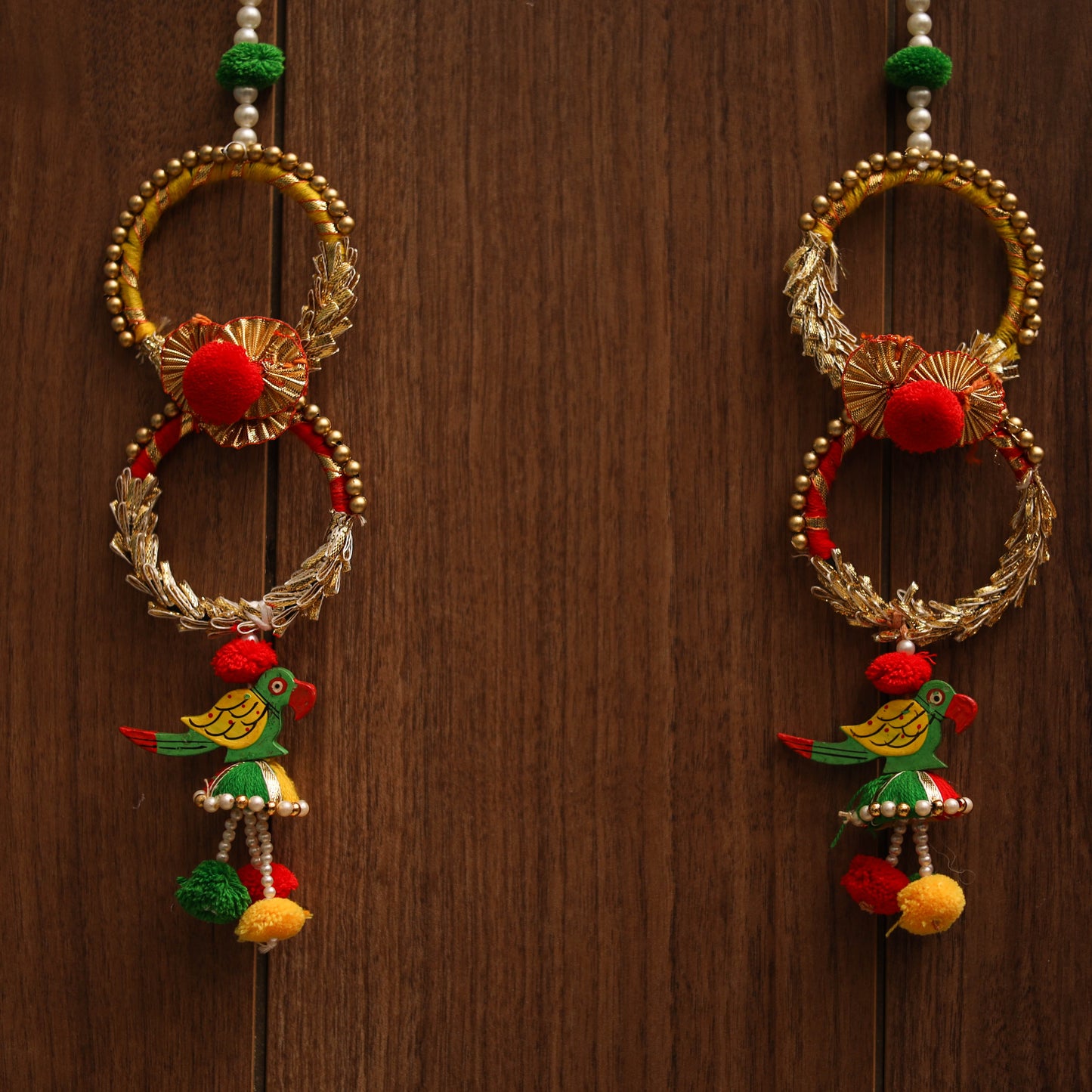 Handmade gota & bead work hanging for home decor (set of 2)