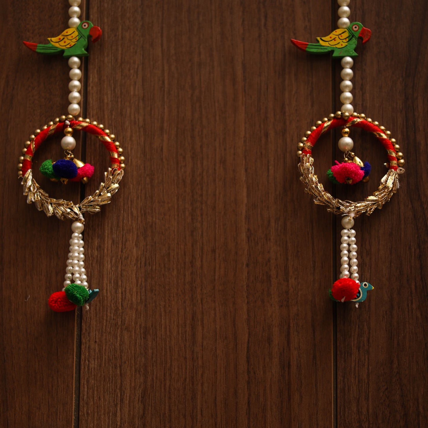 Handmade gota & bead work hanging for home decor (set of 2)