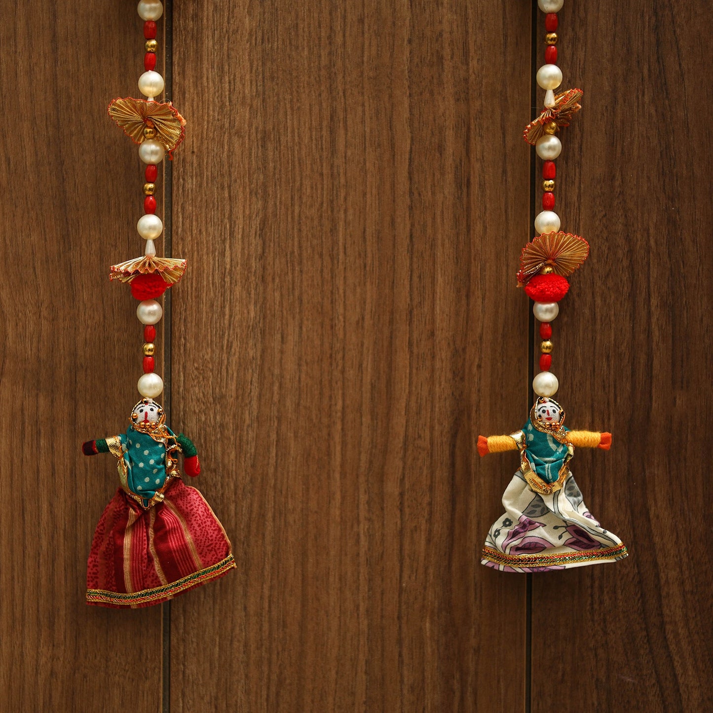Handmade gota & bead work hanging (set of 2) 01