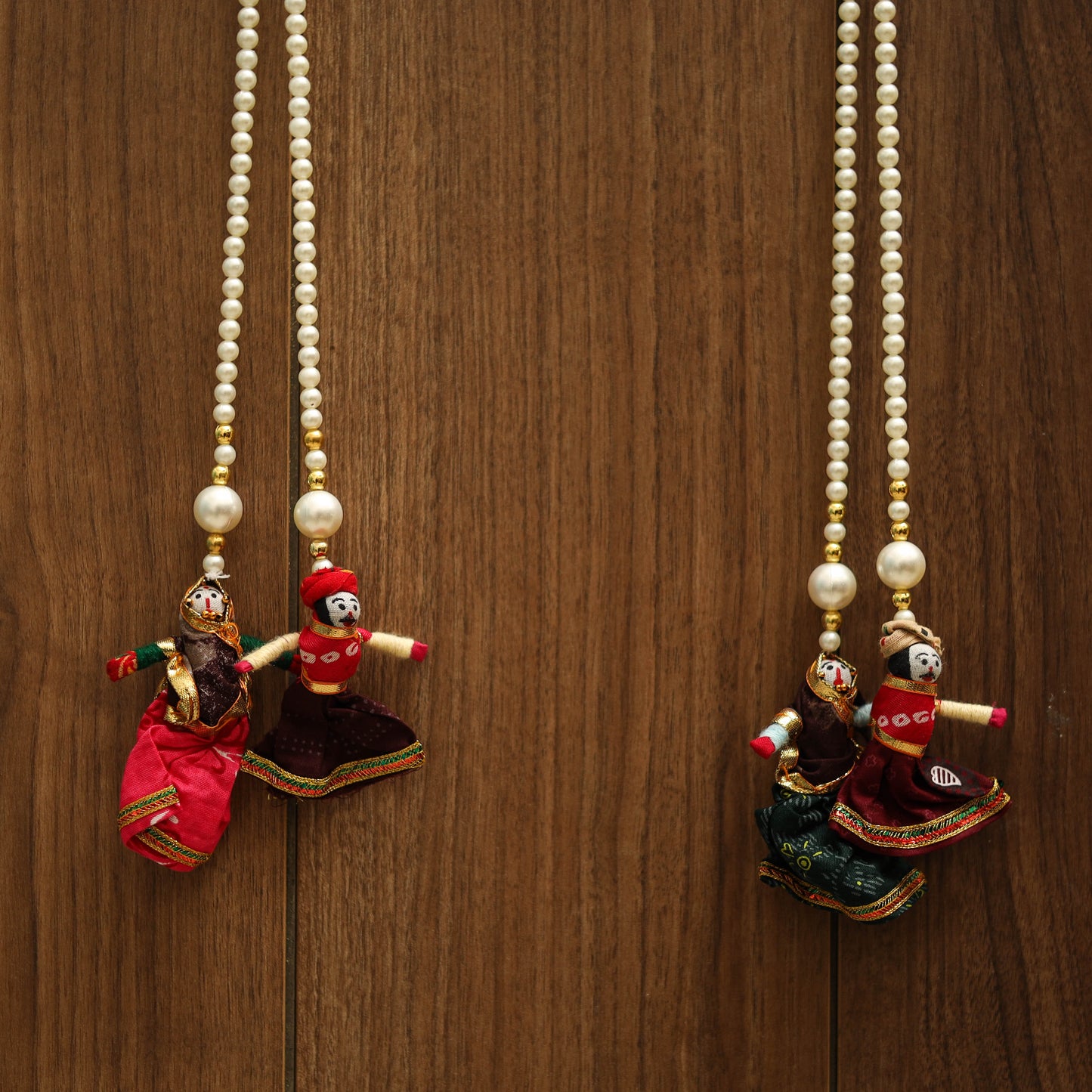 Handmade gota & bead work hanging (set of 2) 08