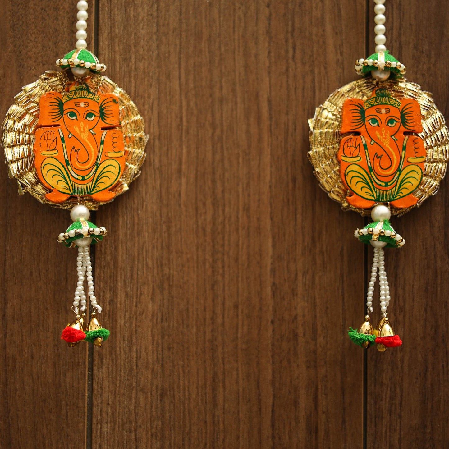 Handmade gota & bead work hanging (set of 2) 09