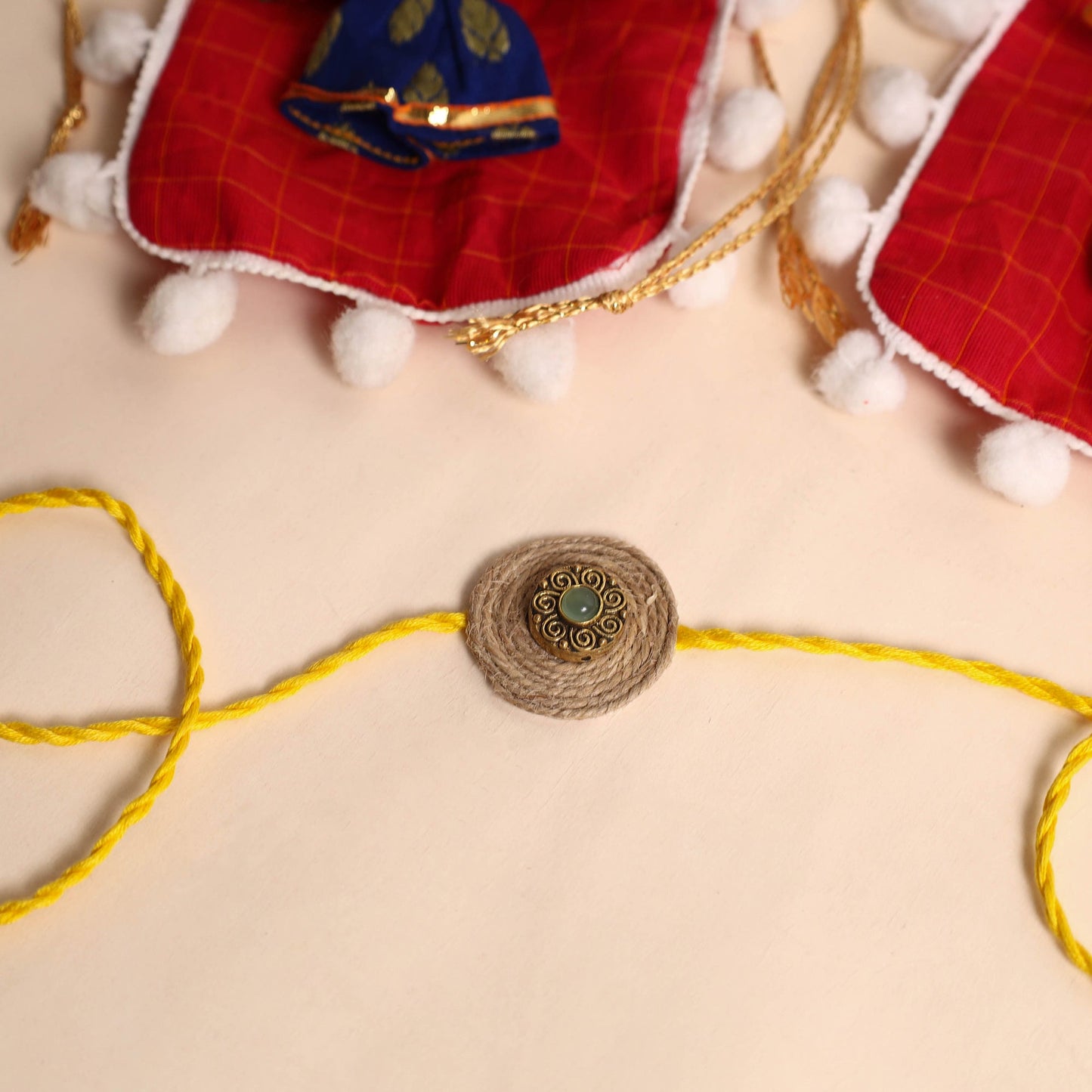 Handmade GS & Bead Work Jute Rakhi (Set of 2)
