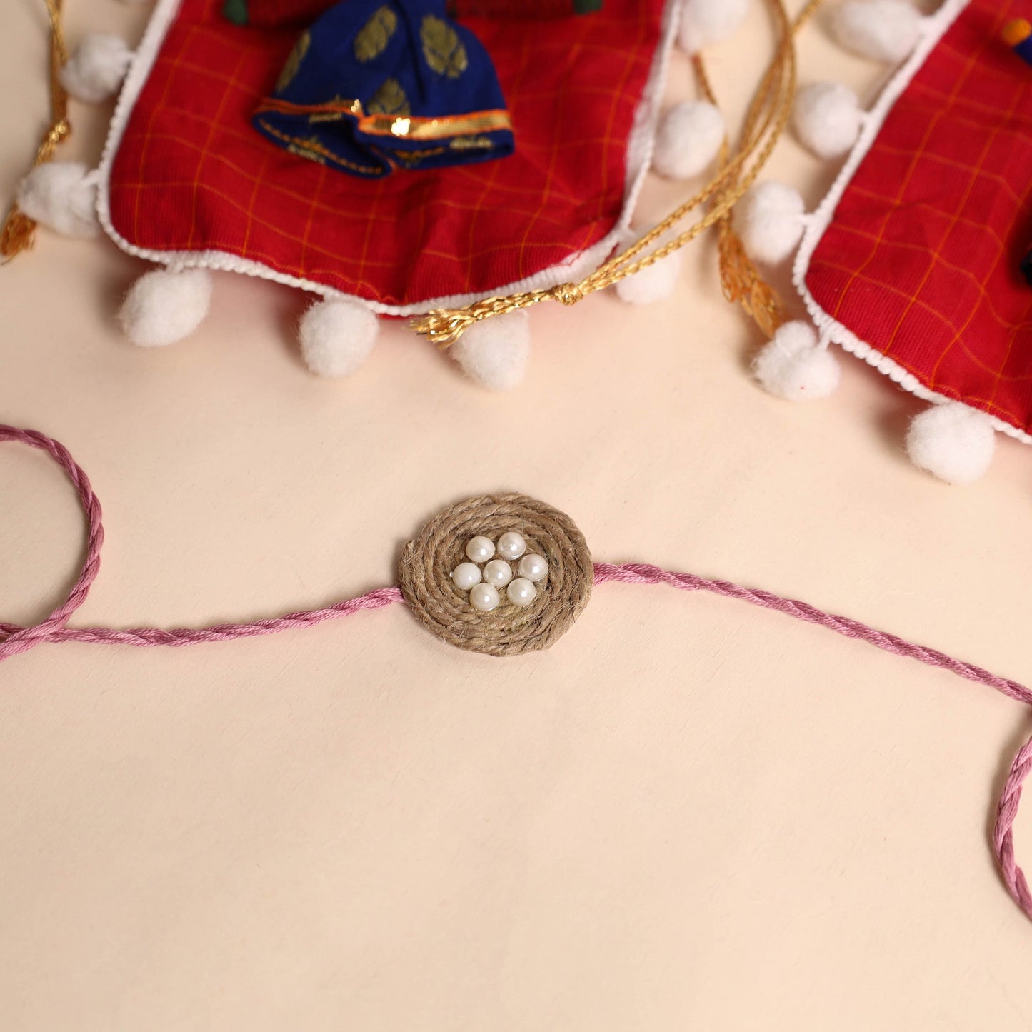 Handmade GS & Bead Work Jute Rakhi (Set of 2)