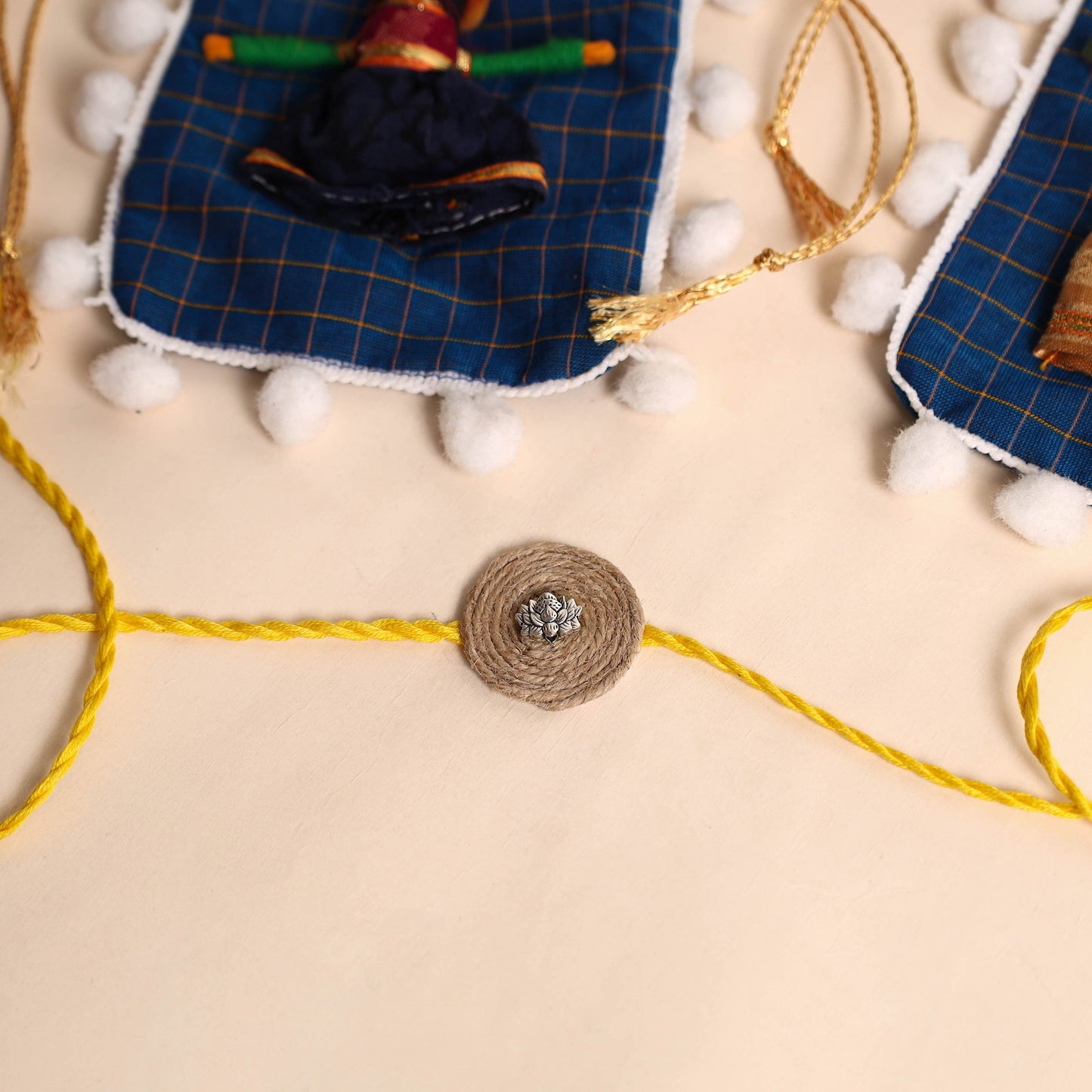 Handmade GS & Bead Work Jute Rakhi (Set of 2)