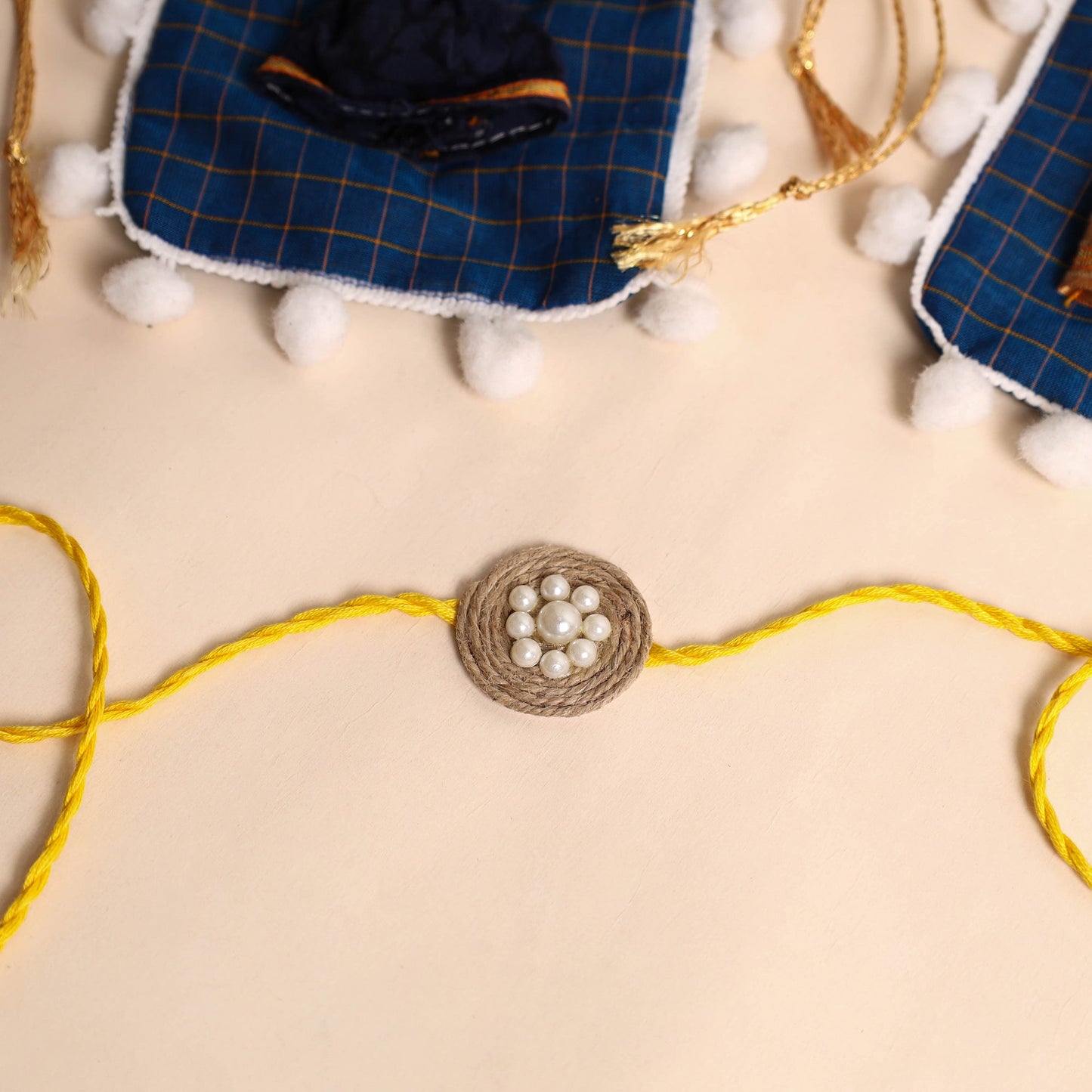 Handmade GS & Bead Work Jute Rakhi (Set of 2)