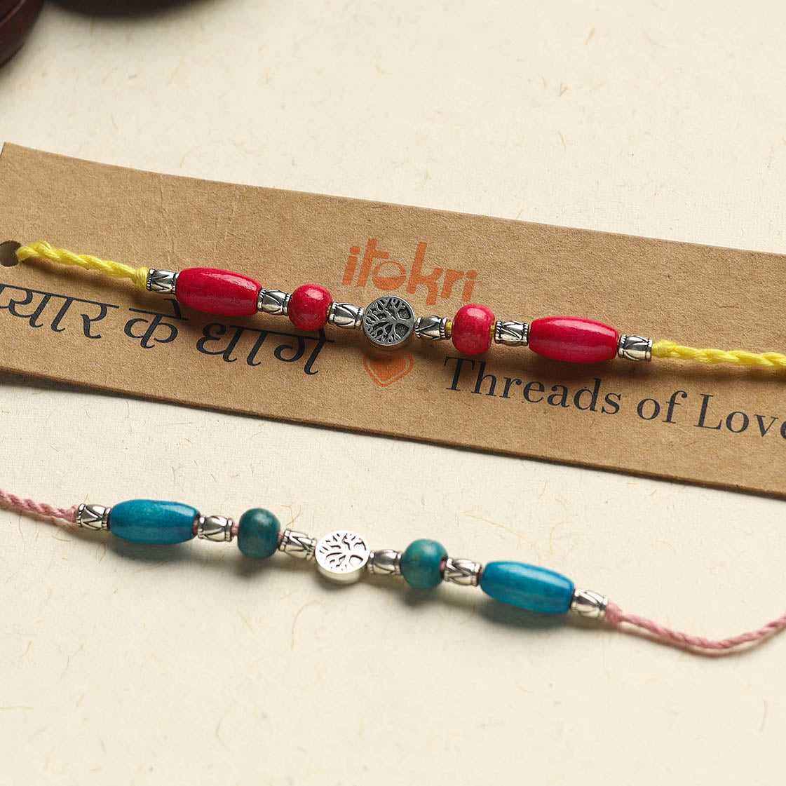 Handmade GS Bead Work Rakhi (Assorted Set of 2)