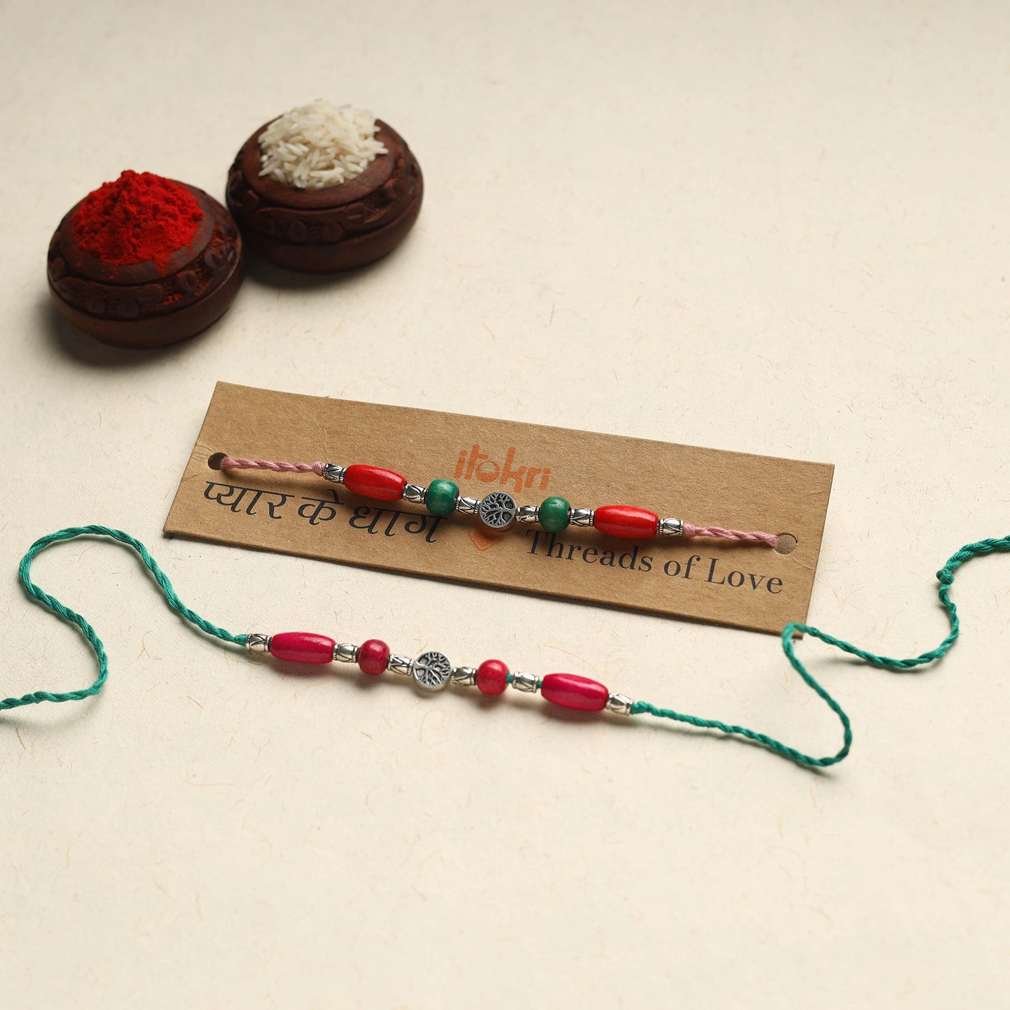 Handmade GS Bead Work Rakhi (Assorted Set of 2)