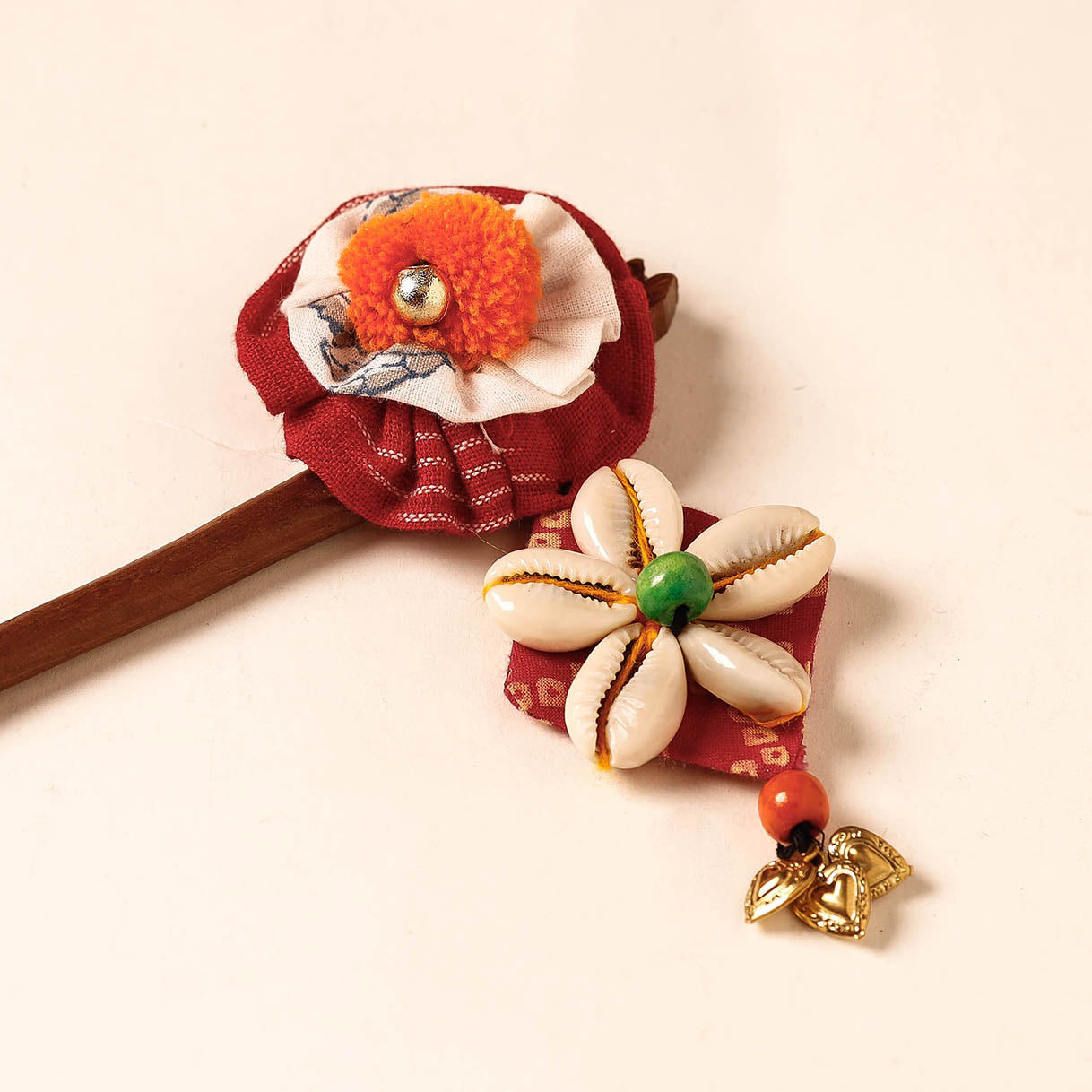 Handmade Gulmohar Flower Wooden Juda Stick
