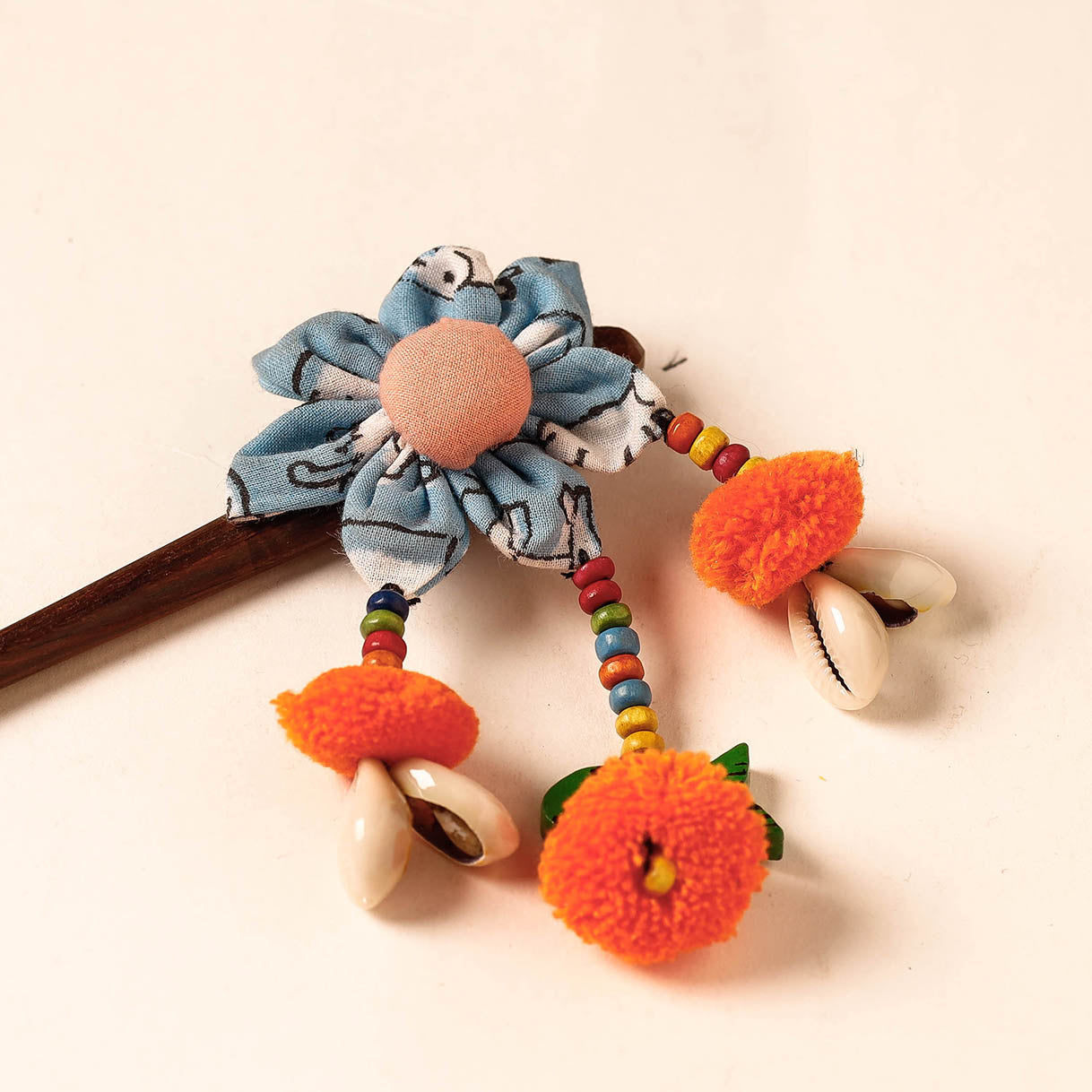 Handmade Gulmohar Flower Wooden Juda Stick