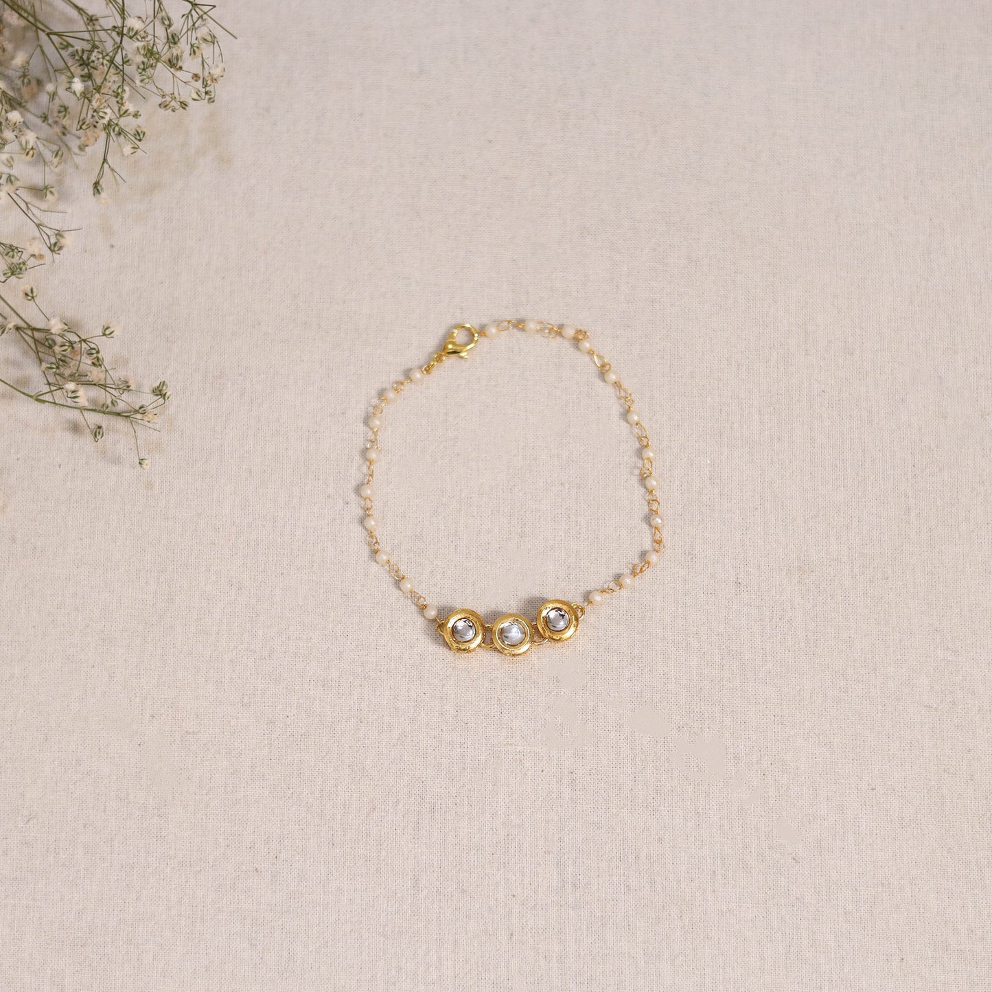 Handmade kundan work bracelet 102 - handcrafted