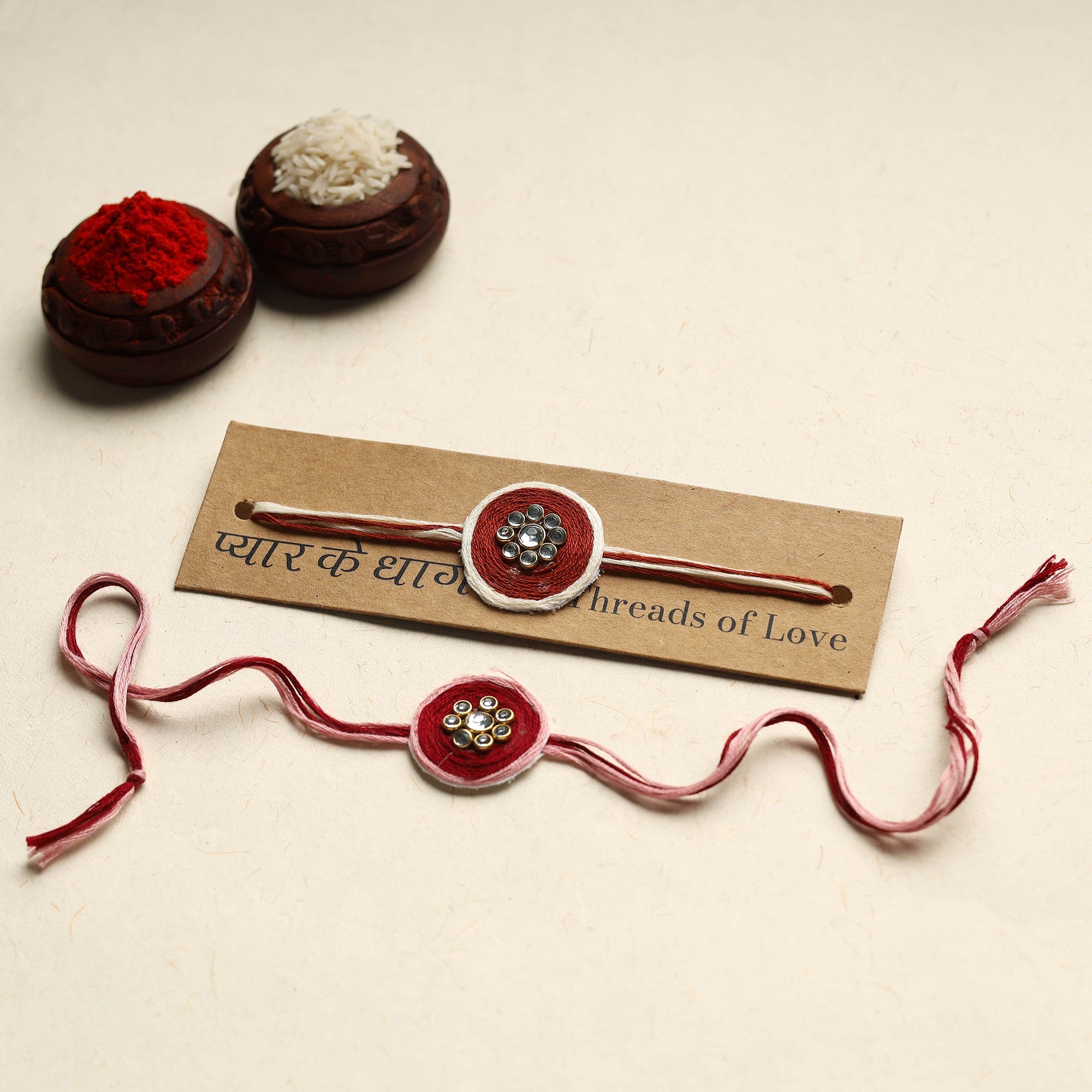 Handmade Kundan Work Rakhi (Assorted Set of 2) 04