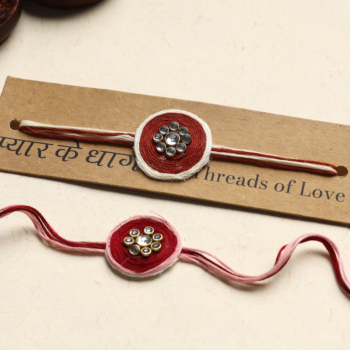 Handmade Kundan Work Rakhi (Assorted Set of 2)