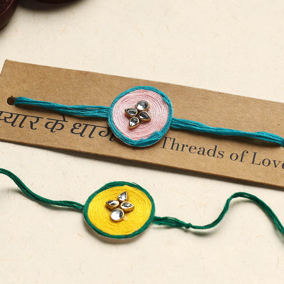 Handmade Kundan Work Rakhi (Assorted Set of 2)