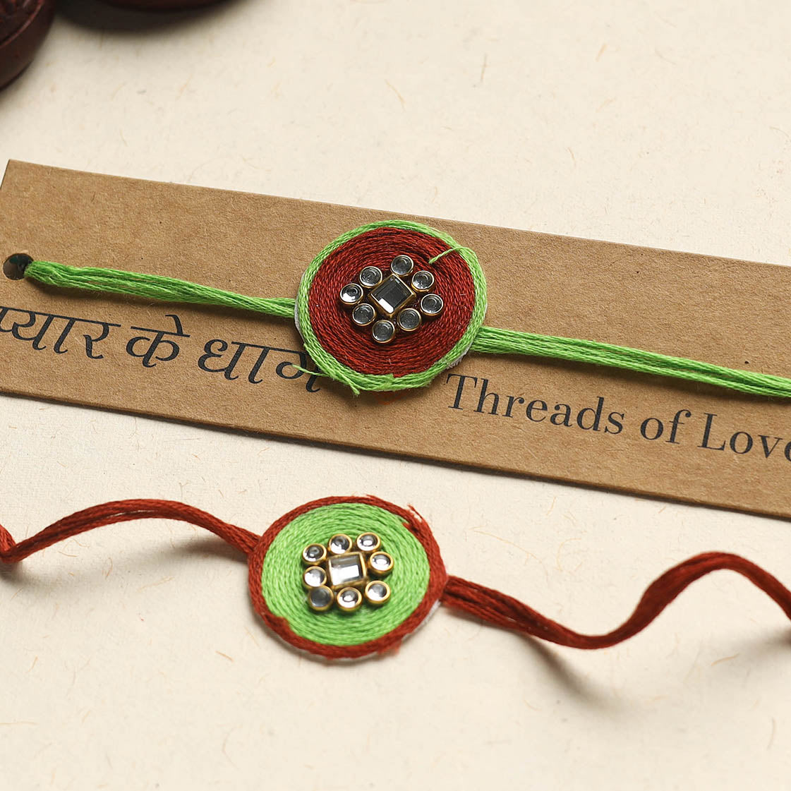 Handmade Kundan Work Rakhi (Assorted Set of 2)