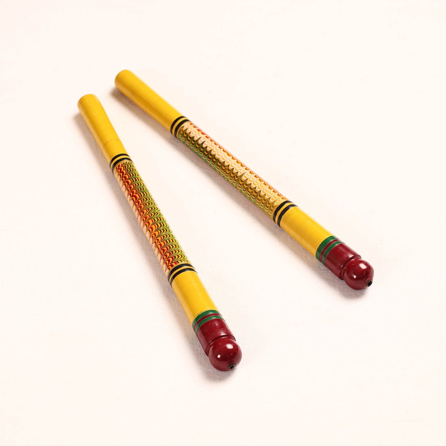 Handmade Lacquered Wooden Garba Dandiya Sticks (Set of 2)