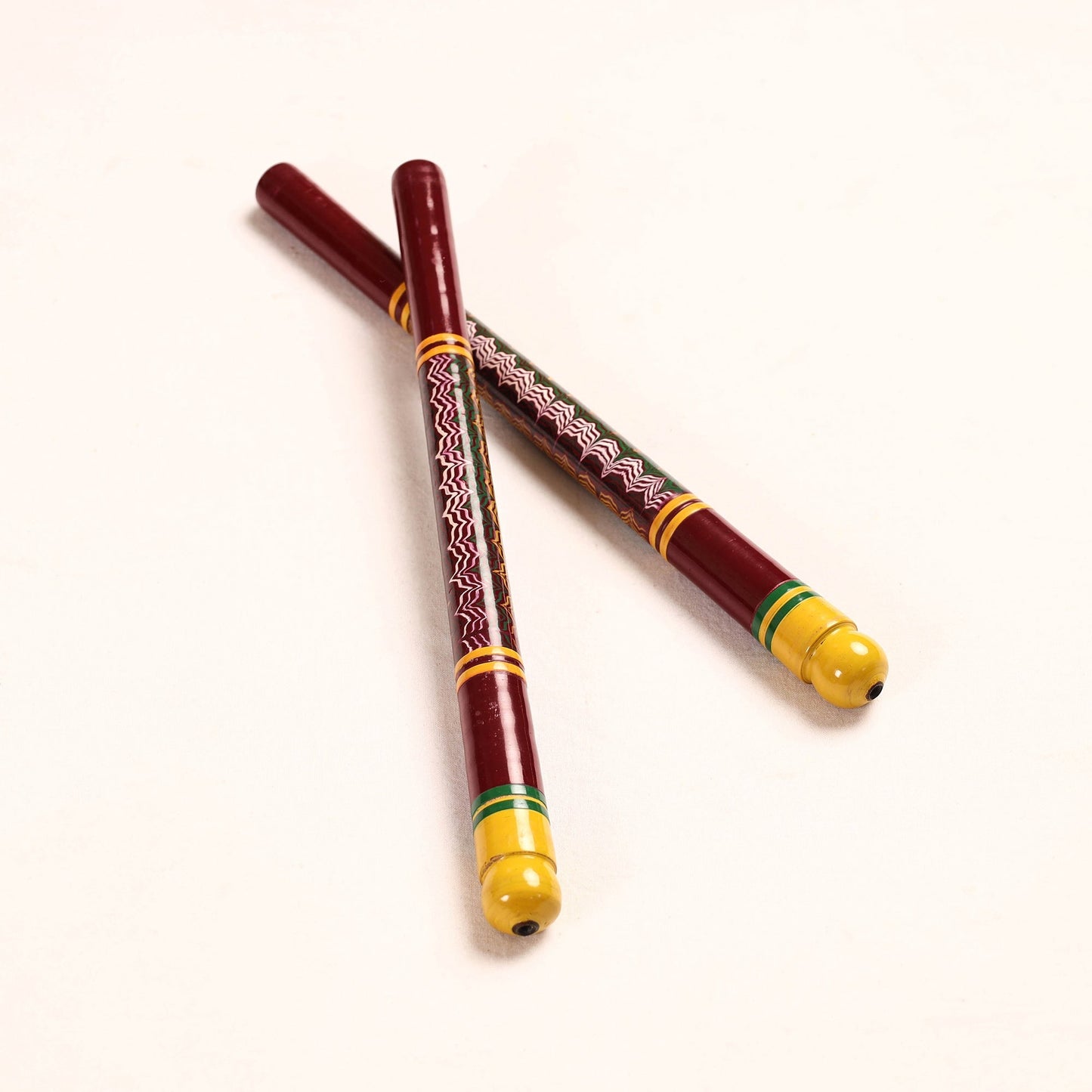 Handmade Lacquered Wooden Garba Dandiya Sticks (Set of 2)