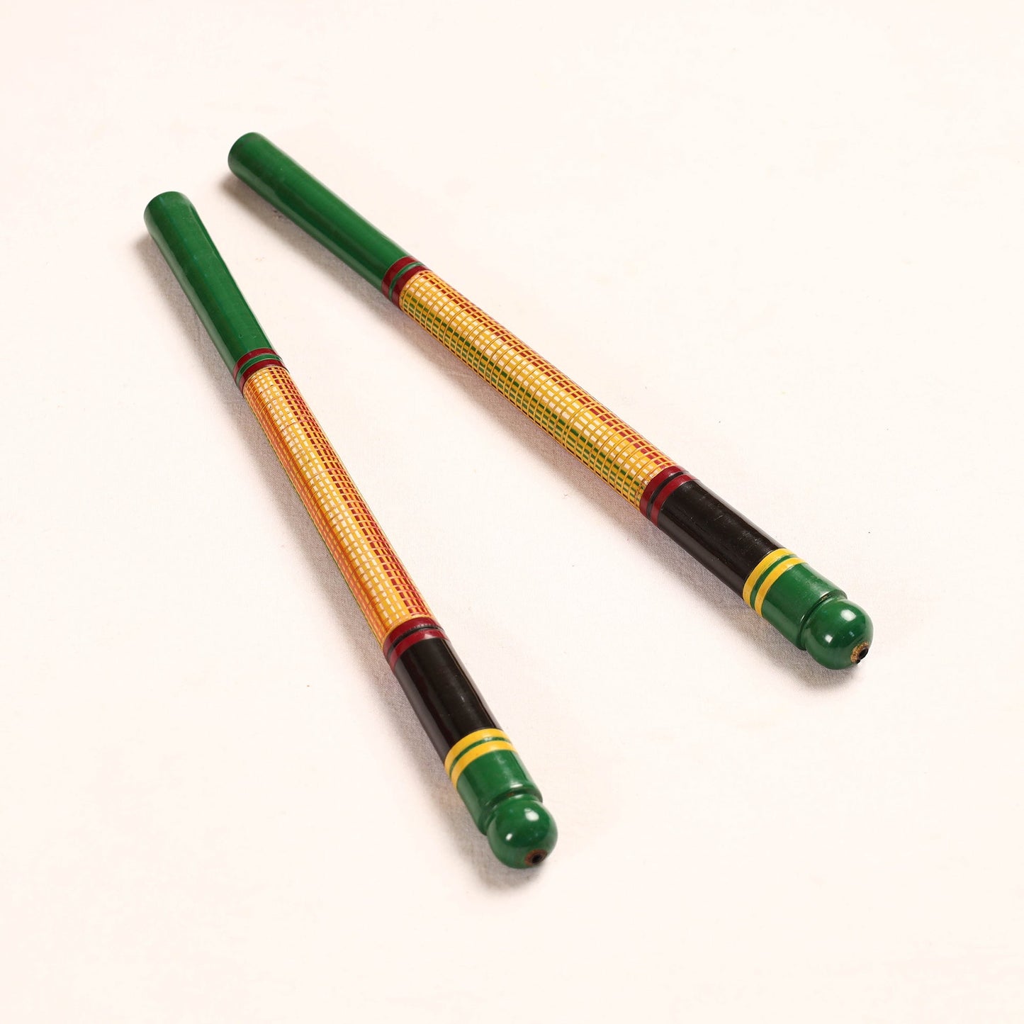 Handmade Lacquered Wooden Garba Dandiya Sticks (Set of 2)