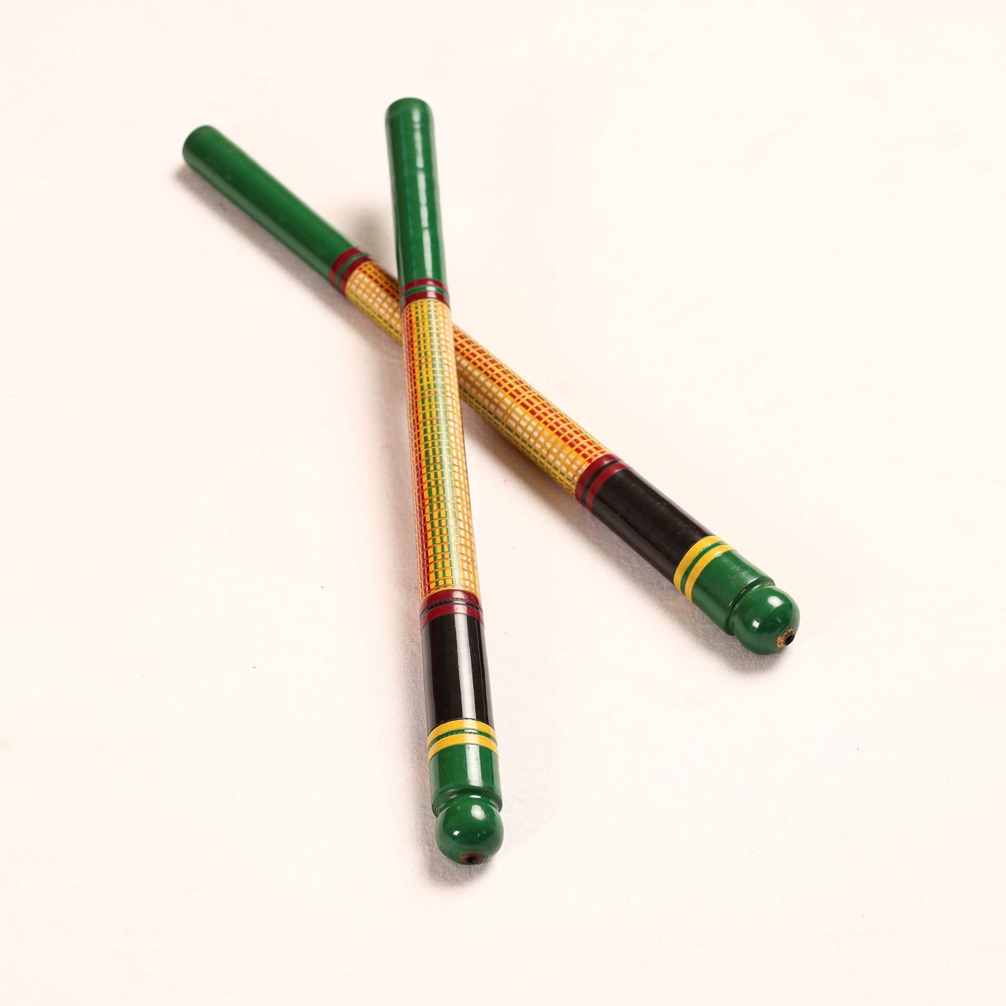 Handmade Lacquered Wooden Garba Dandiya Sticks (Set of 2)