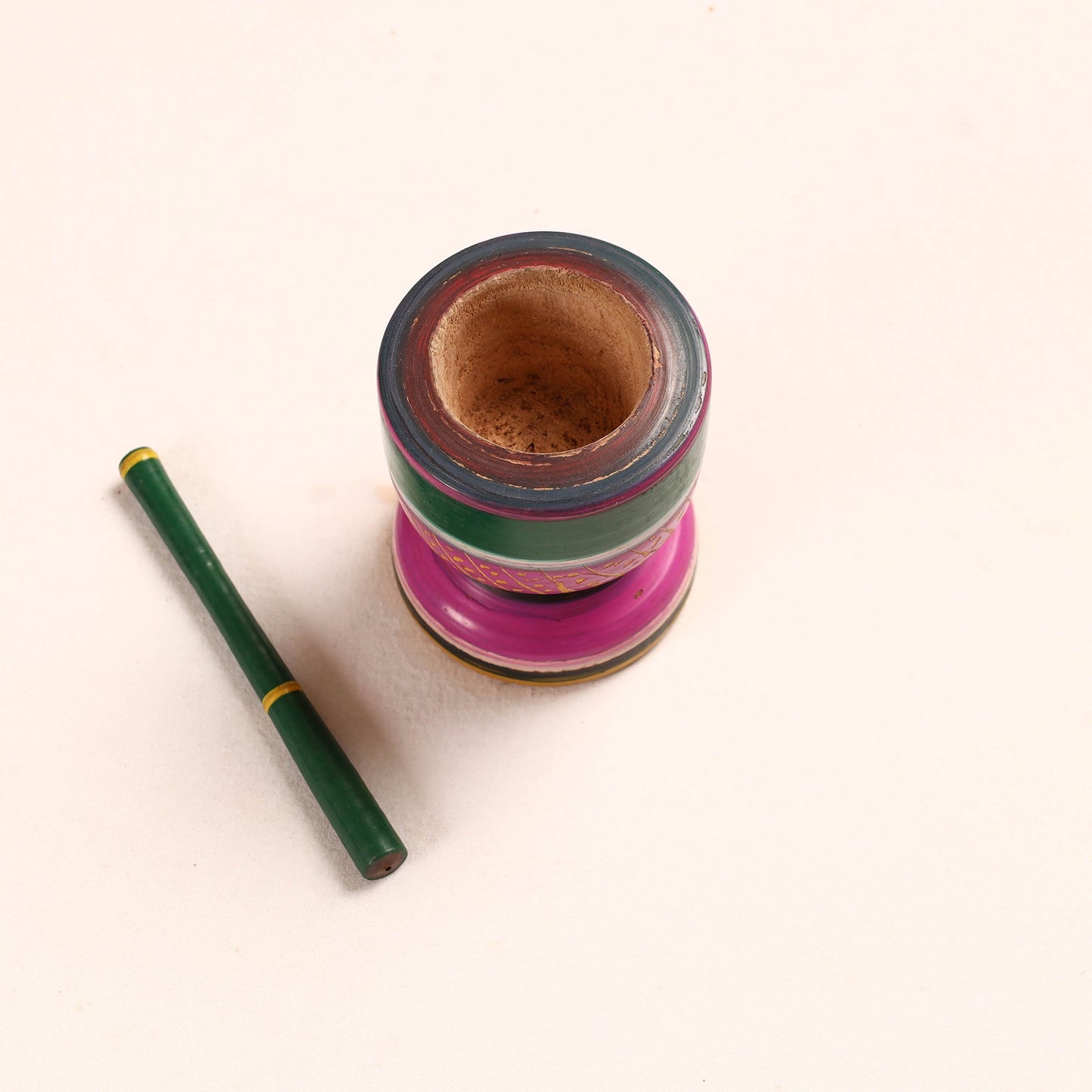 Handmade Lacquered Wooden Mortar & Pestle Set - Big