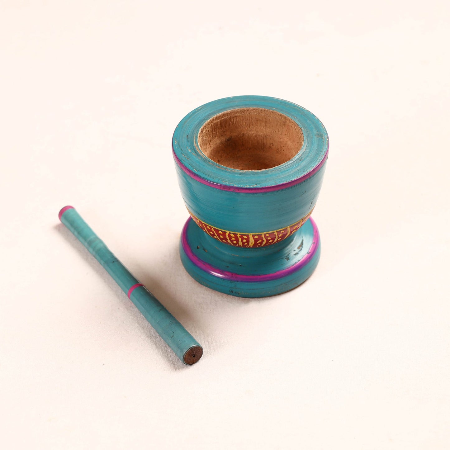 Handmade Lacquered Wooden Mortar & Pestle Set - Big