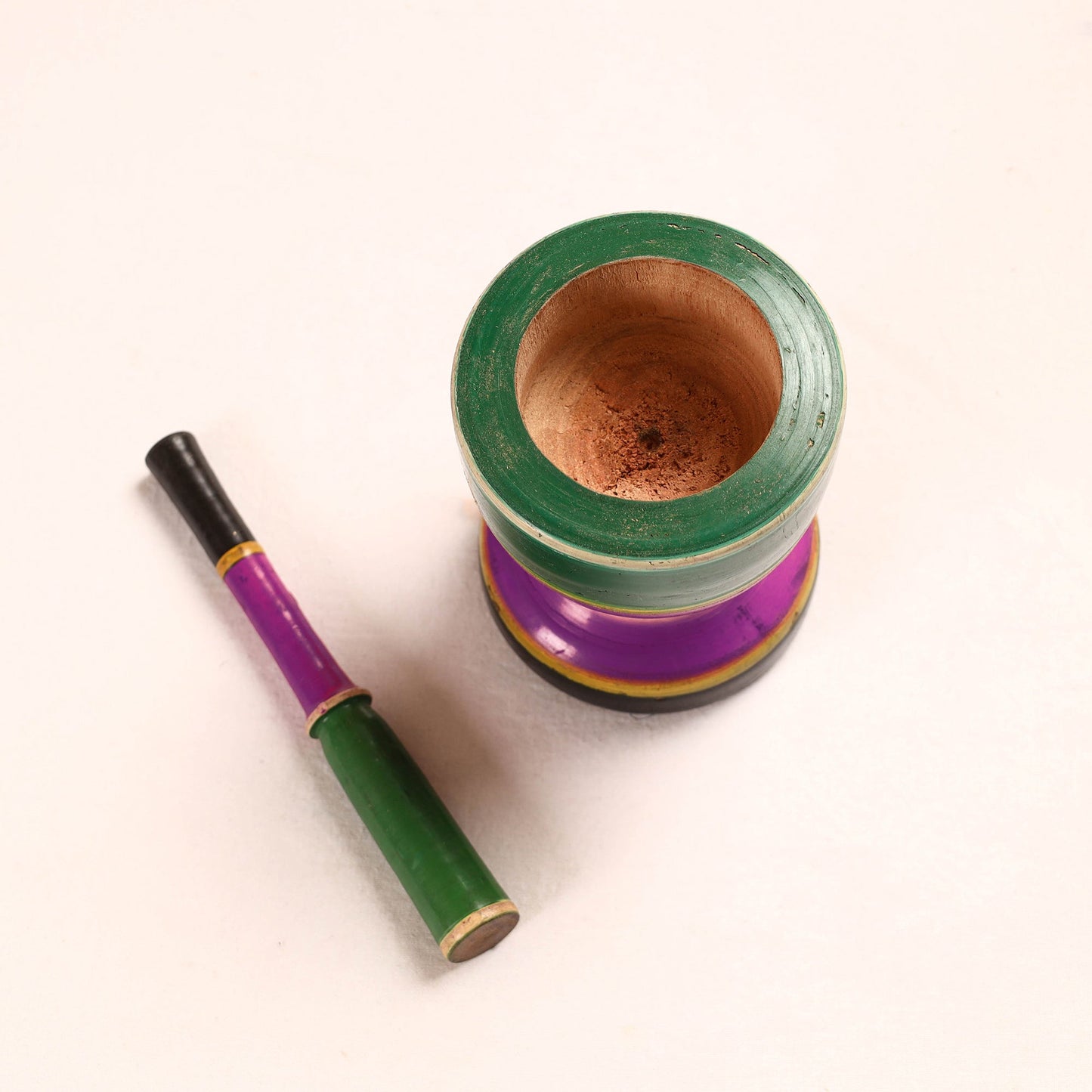 Handmade Lacquered Wooden Mortar & Pestle Set - Big