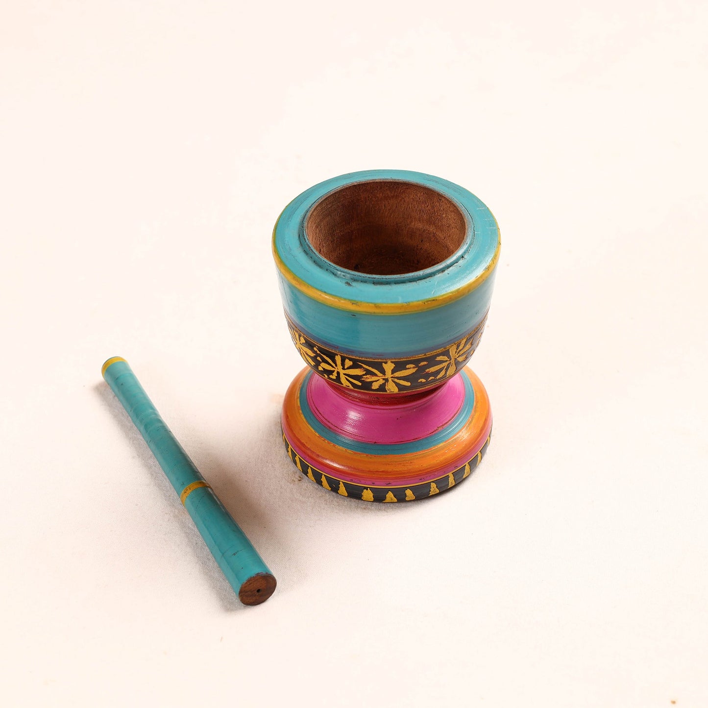Handmade Lacquered Wooden Mortar & Pestle Set - Big