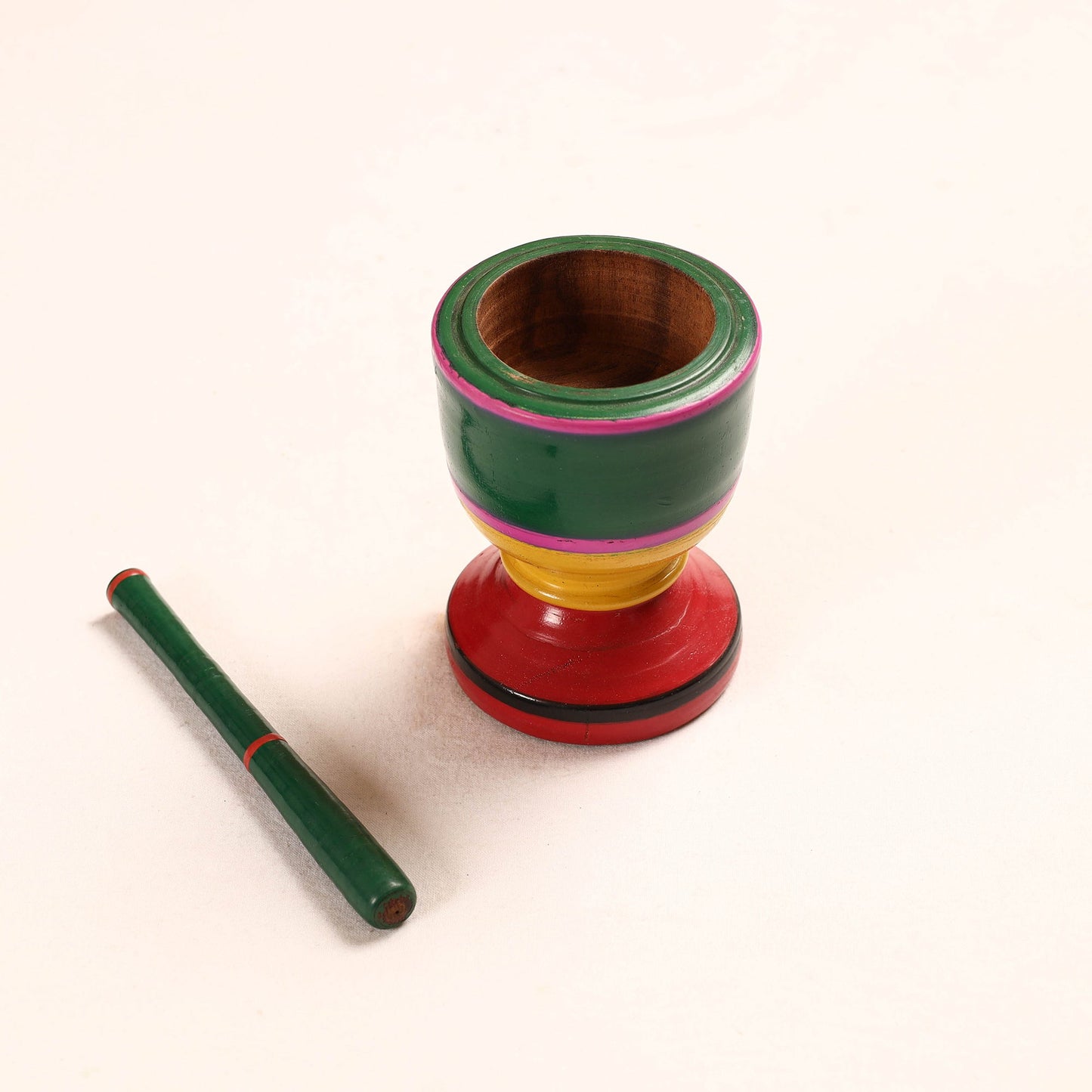 Handmade Lacquered Wooden Mortar & Pestle Set - Big