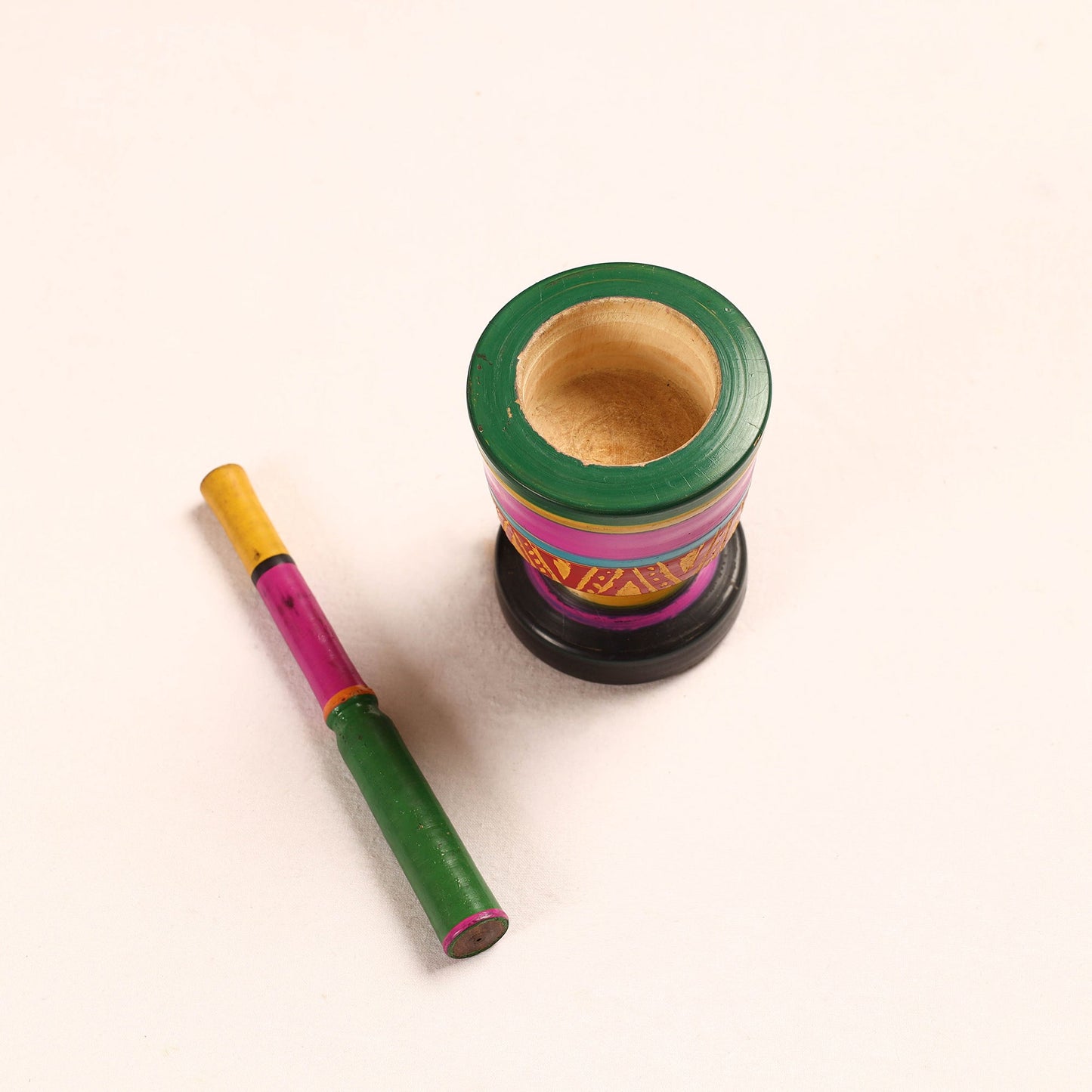 Handmade Lacquered Wooden Mortar & Pestle Set - Big