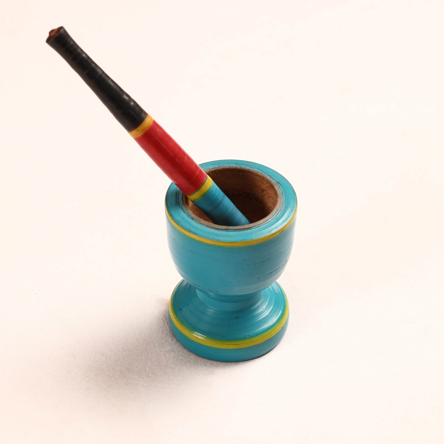 Handmade Lacquered Wooden Mortar & Pestle Set - Big