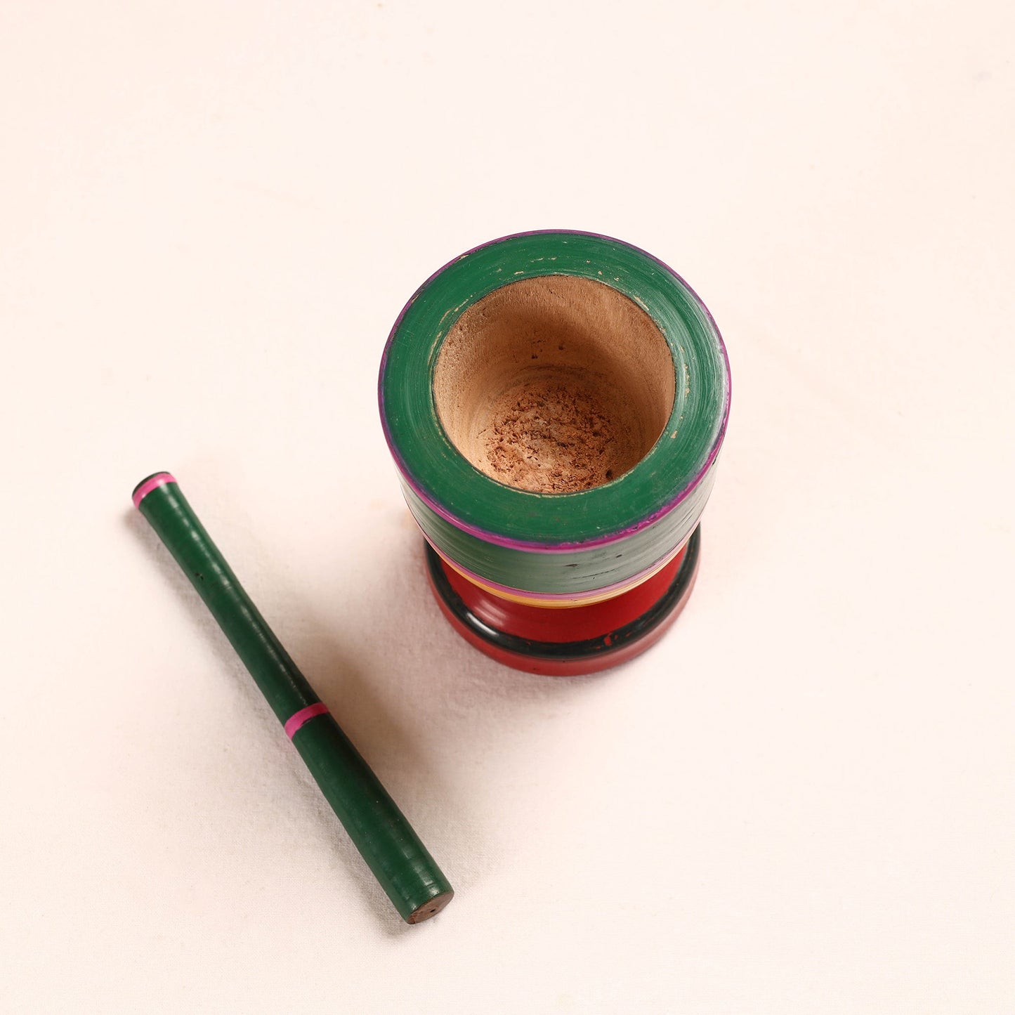 Handmade Lacquered Wooden Mortar & Pestle Set - Big