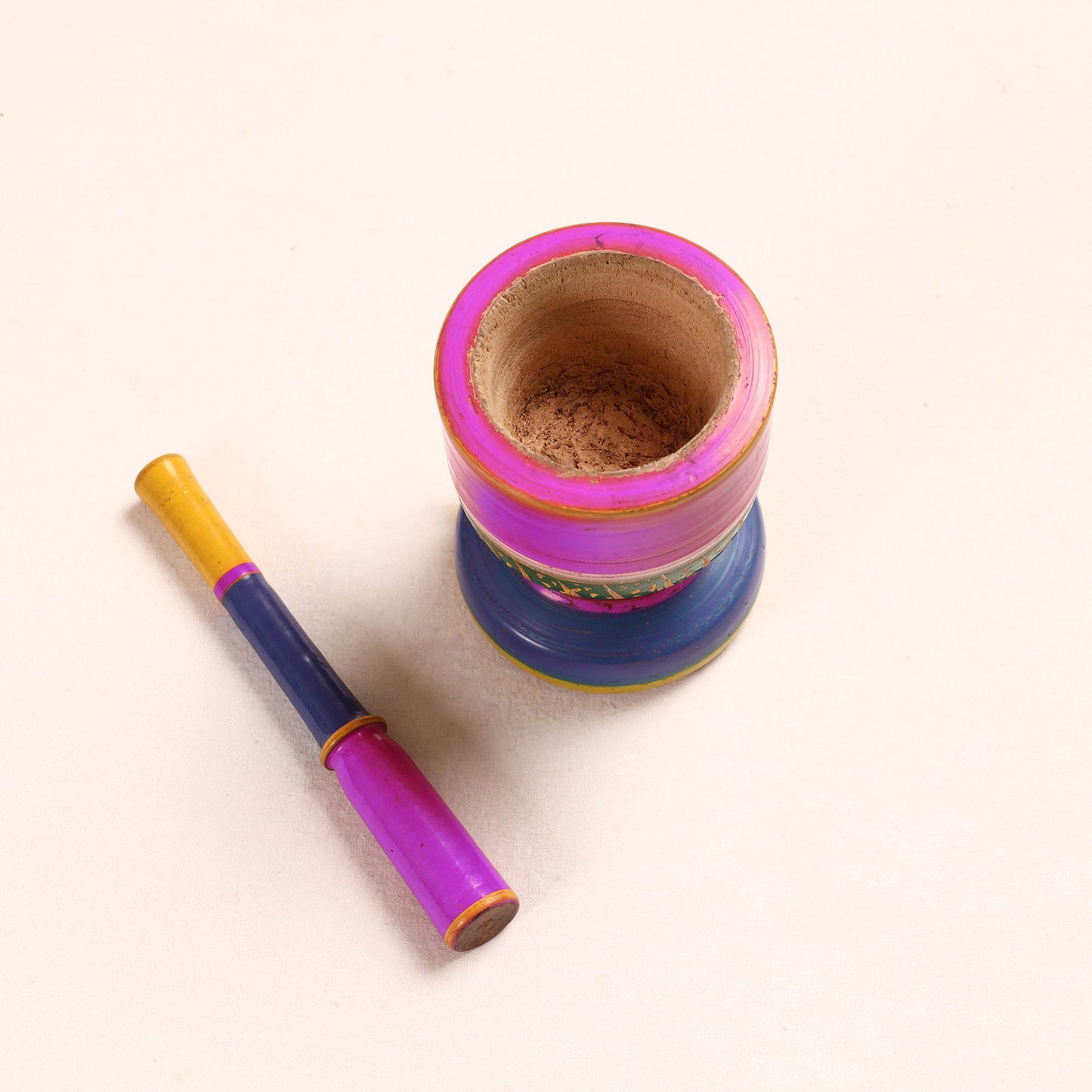 Handmade Lacquered Wooden Mortar & Pestle Set - Big