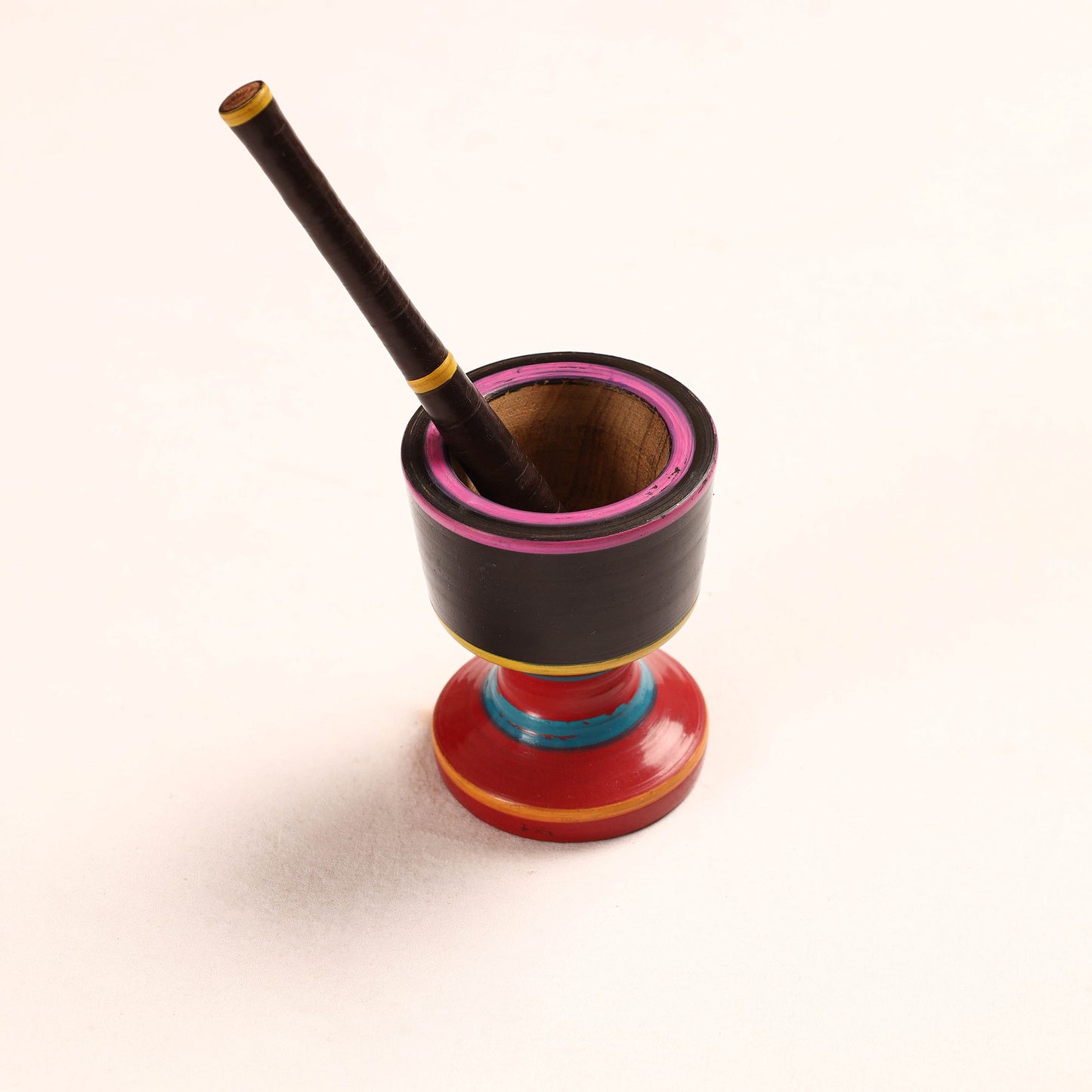 Handmade Lacquered Wooden Mortar & Pestle Set - Big