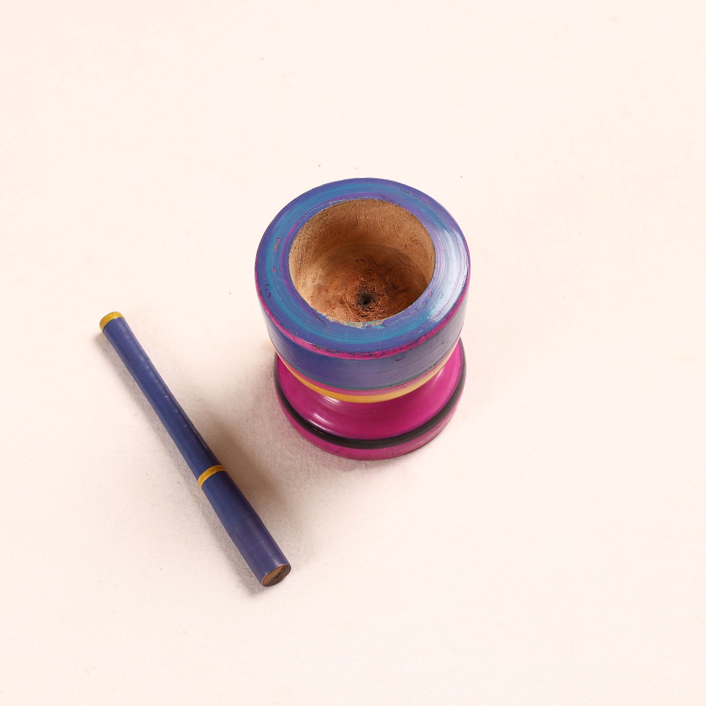 Handmade Lacquered Wooden Mortar & Pestle Set - Big