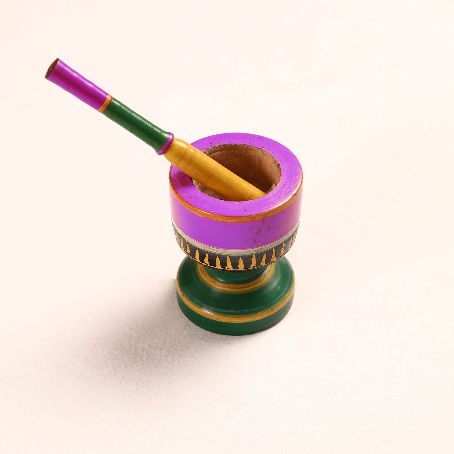 Handmade Lacquered Wooden Mortar & Pestle Set - Big