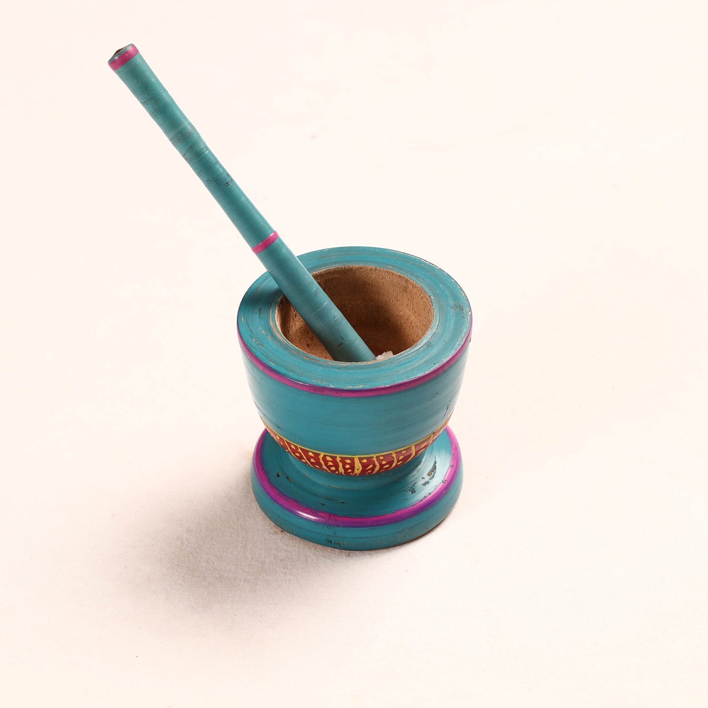 Handmade Lacquered Wooden Mortar & Pestle Set - Big