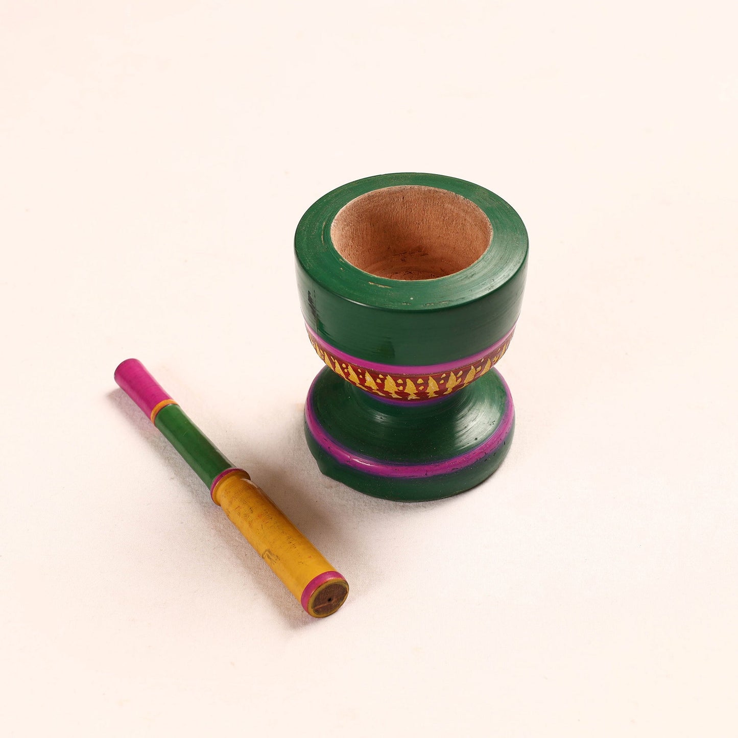Handmade Lacquered Wooden Mortar & Pestle Set - Big