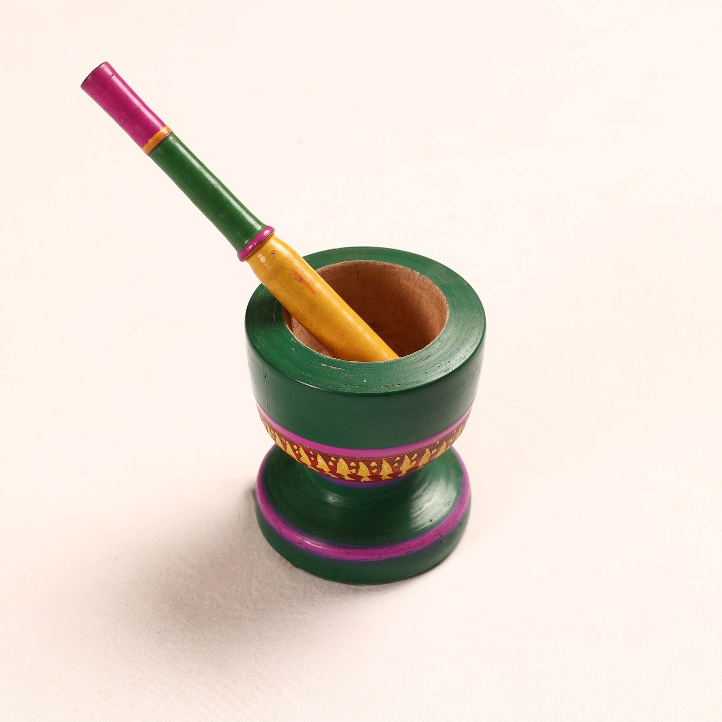 Handmade Lacquered Wooden Mortar & Pestle Set - Big
