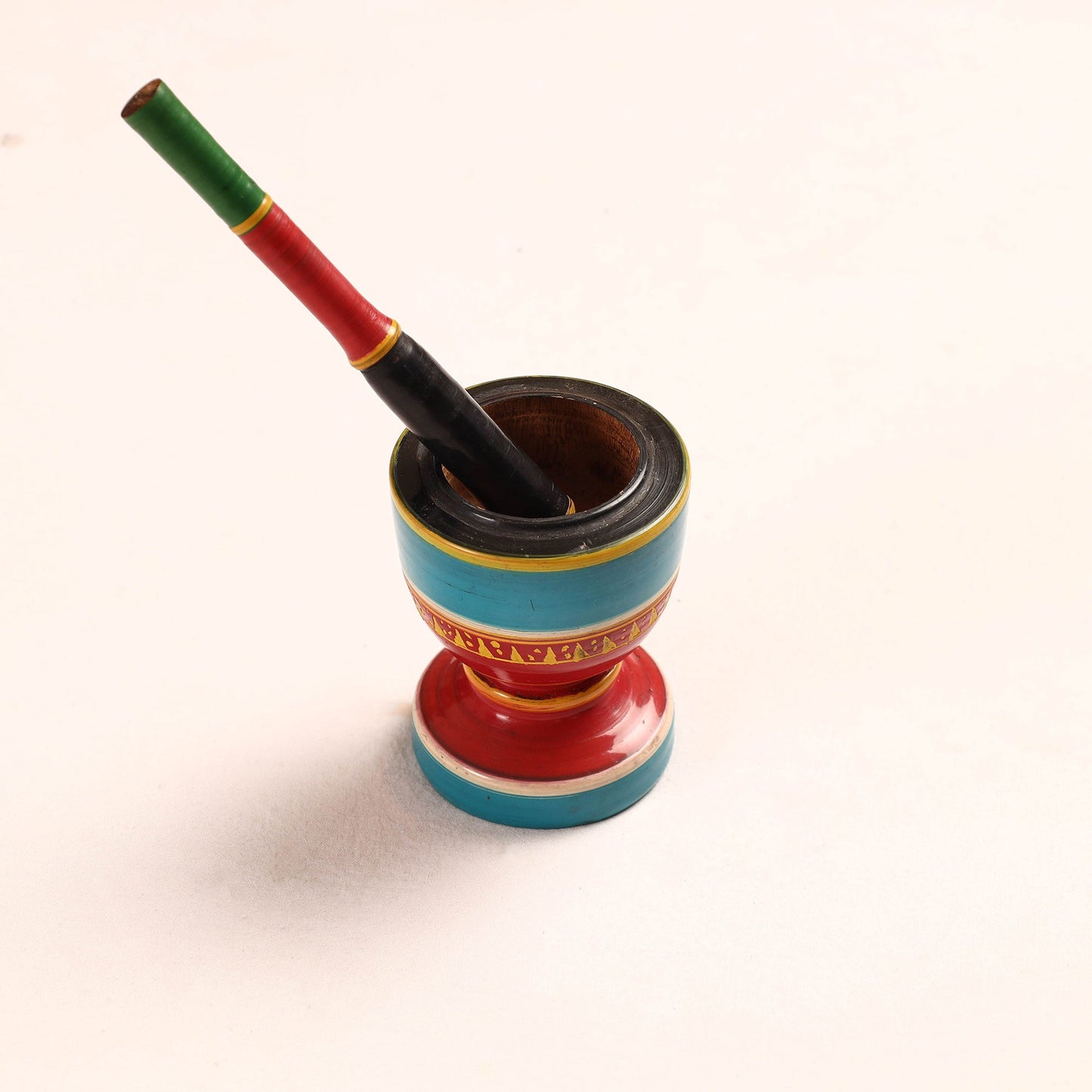 Handmade Lacquered Wooden Mortar & Pestle Set - Big