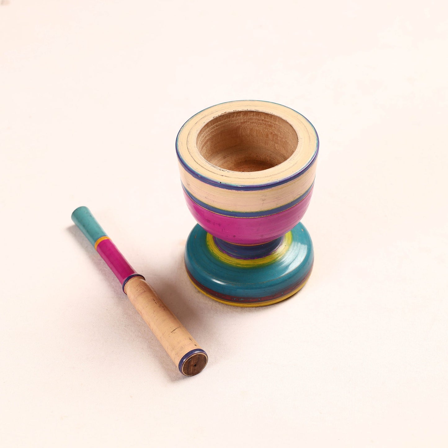 Handmade Lacquered Wooden Mortar & Pestle Set - Big