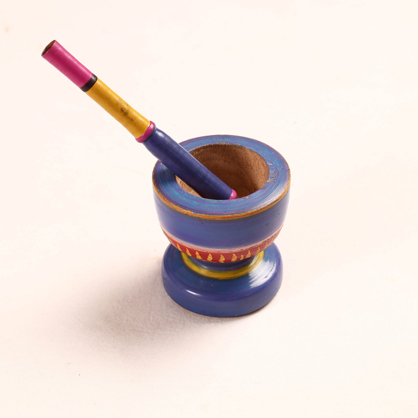 Handmade Lacquered Wooden Mortar & Pestle Set - Big