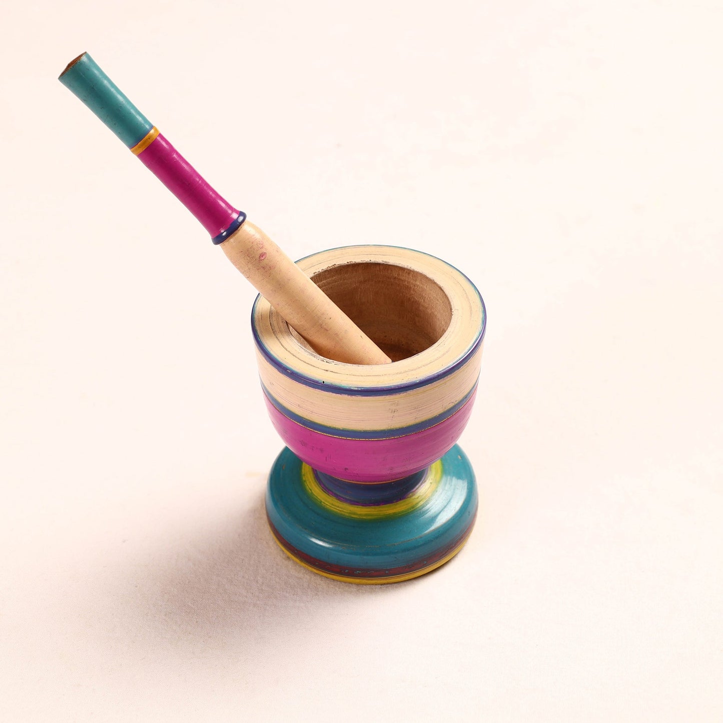 Handmade Lacquered Wooden Mortar & Pestle Set - Big
