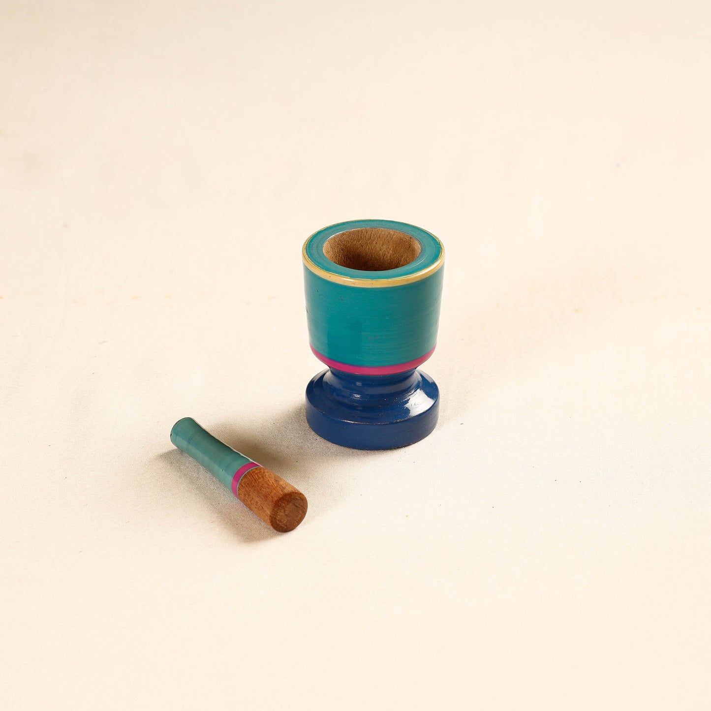 Handmade Lacquered Wooden Mortar & Pestle Set - Small