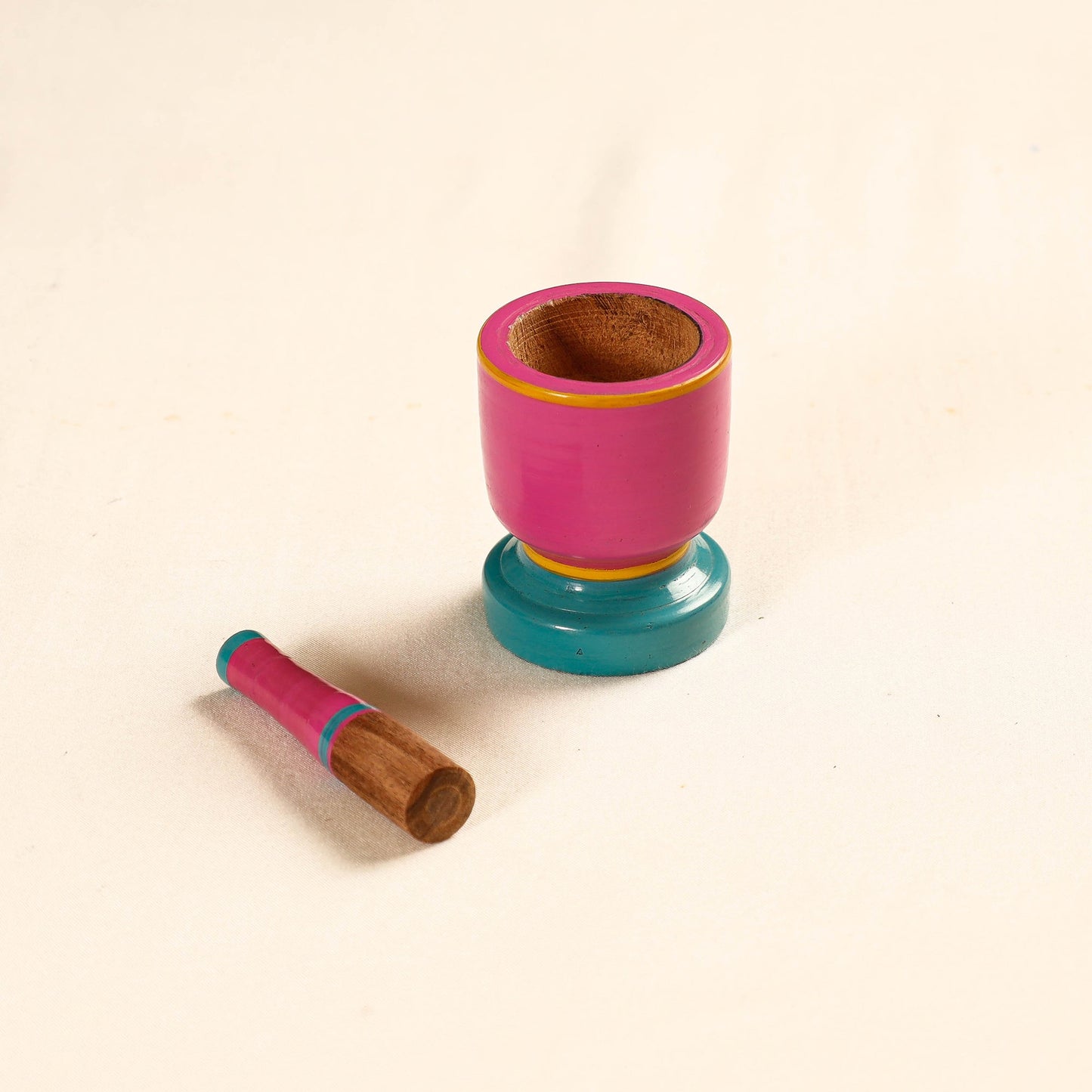 Handmade Lacquered Wooden Mortar & Pestle Set - Small