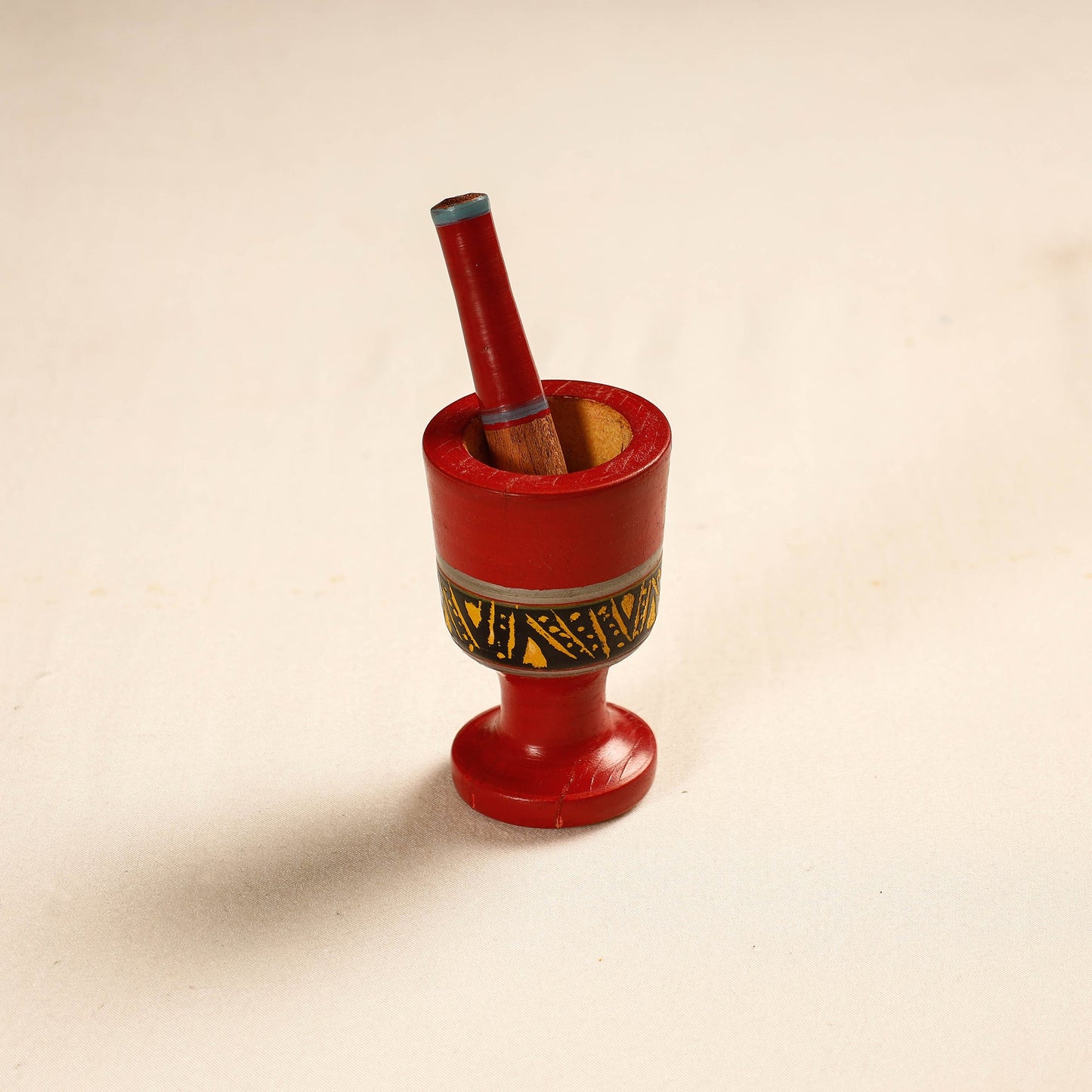 Handmade Lacquered Wooden Mortar & Pestle Set - Small