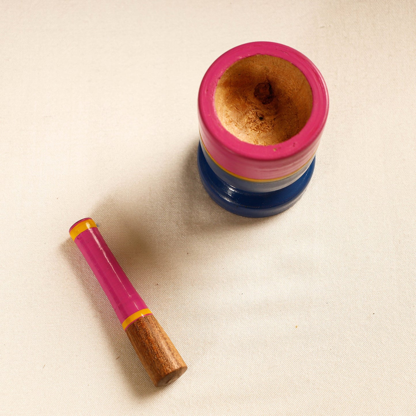 Handmade Lacquered Wooden Mortar & Pestle Set - Small